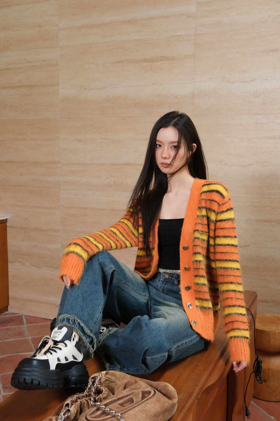 LAFREEDOM SALE LAF330912 Stripe Knit Cardigan