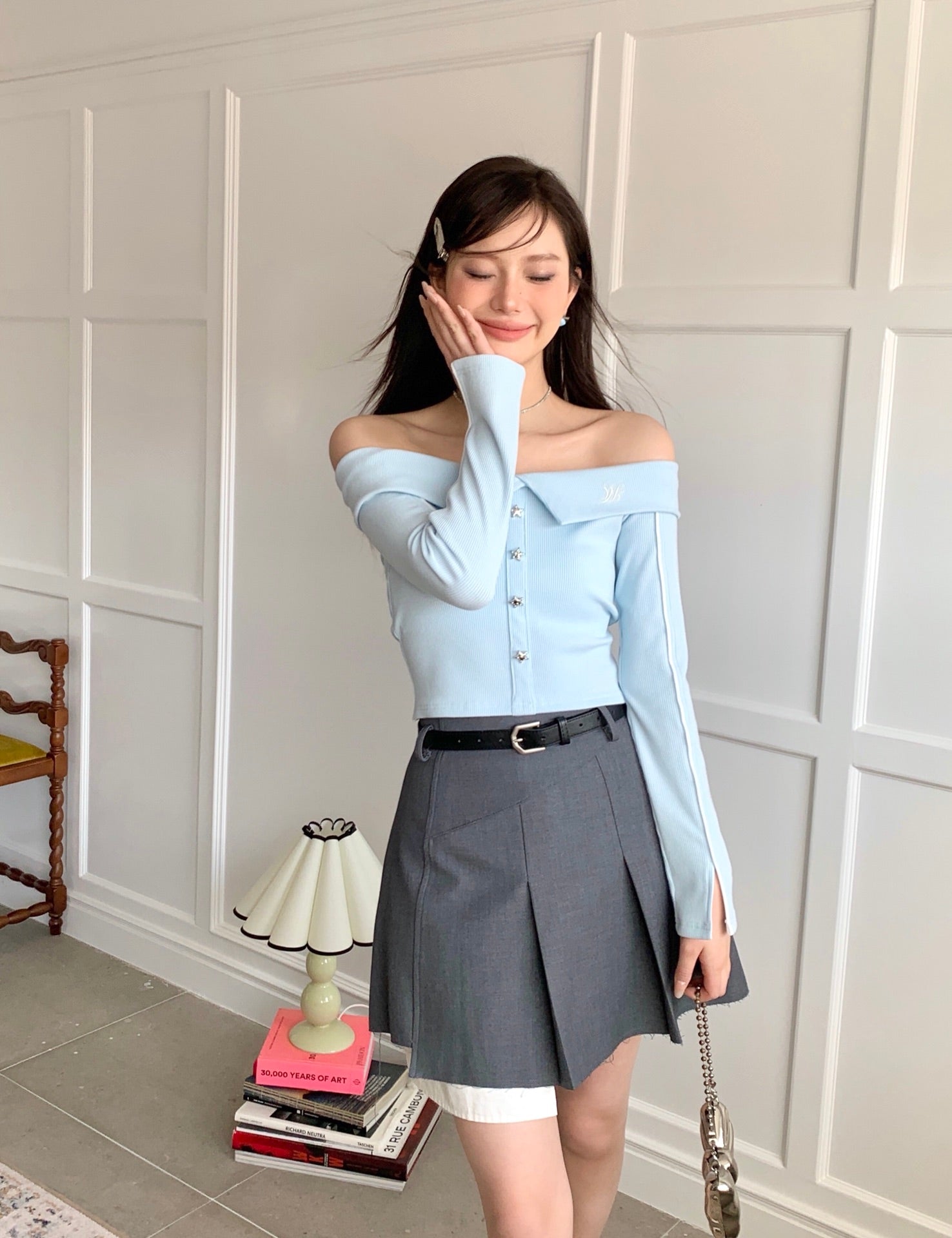 LAFREEDOM SALE LAC330319 off-shoulder knit top(2color)