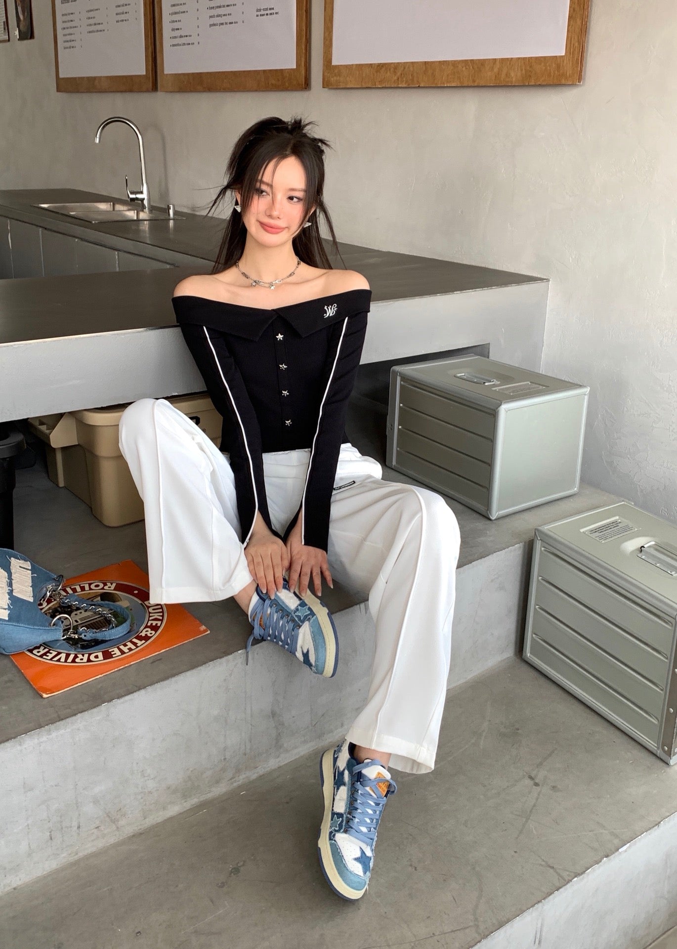 LAFREEDOM SALE LAC330319 off-shoulder knit top(2color)