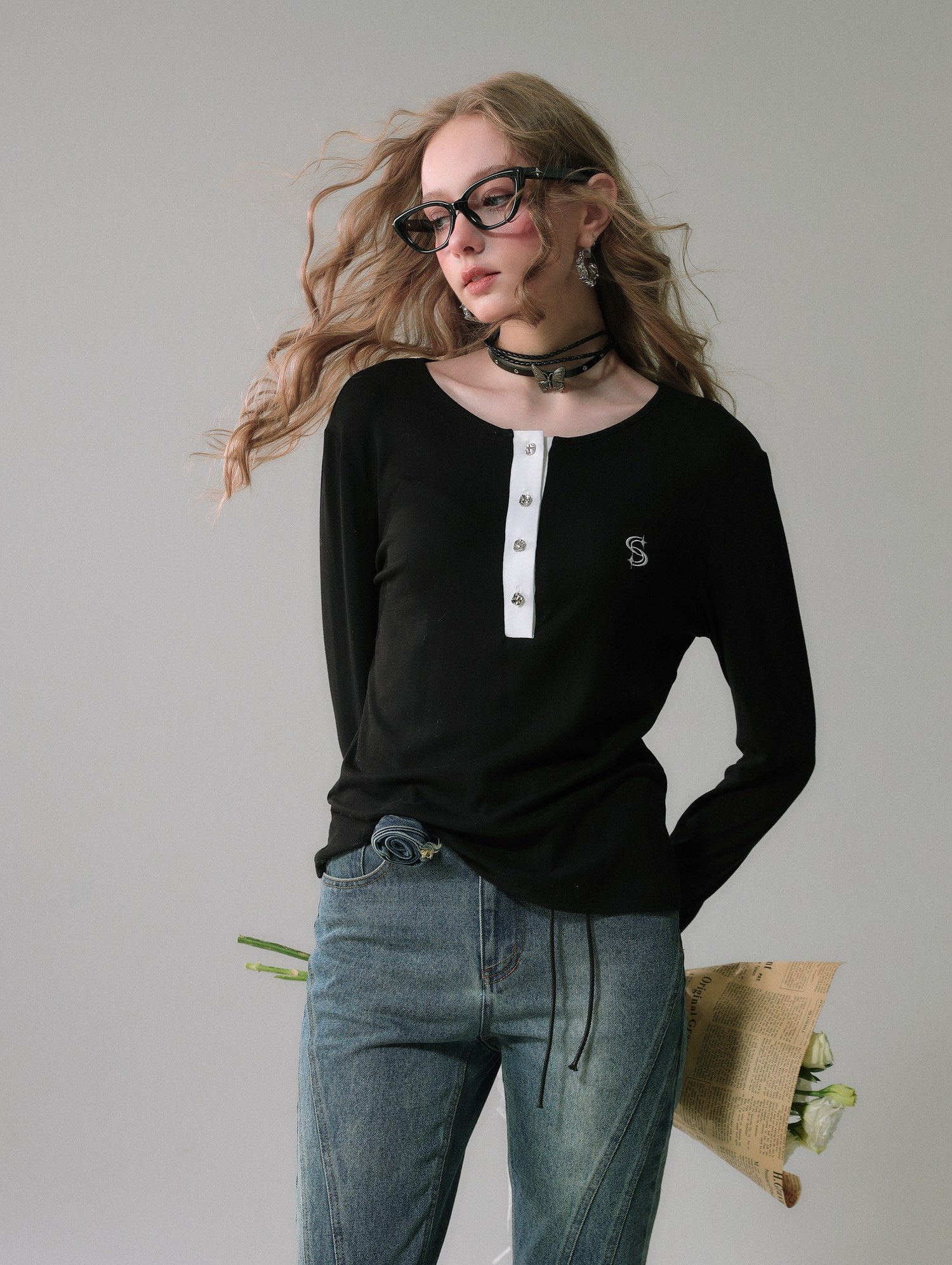 Lafreedom SALE LAF340302 Simple and versatile casual contrasting T-shirt