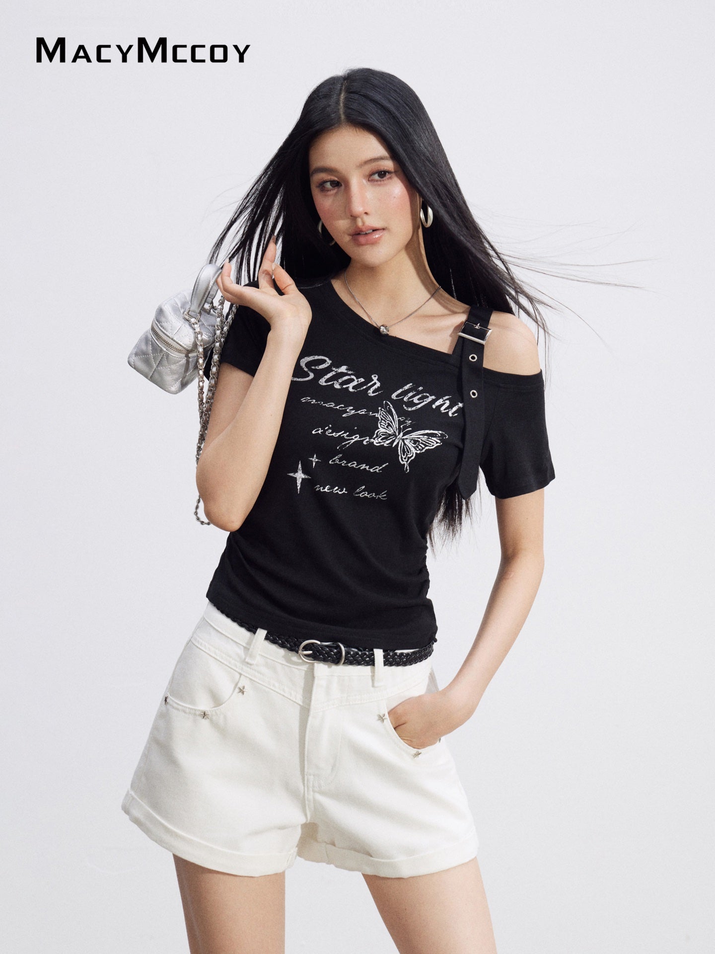 MacyMccoy MMC2026096 Bow Embroidered Shorts(2color)