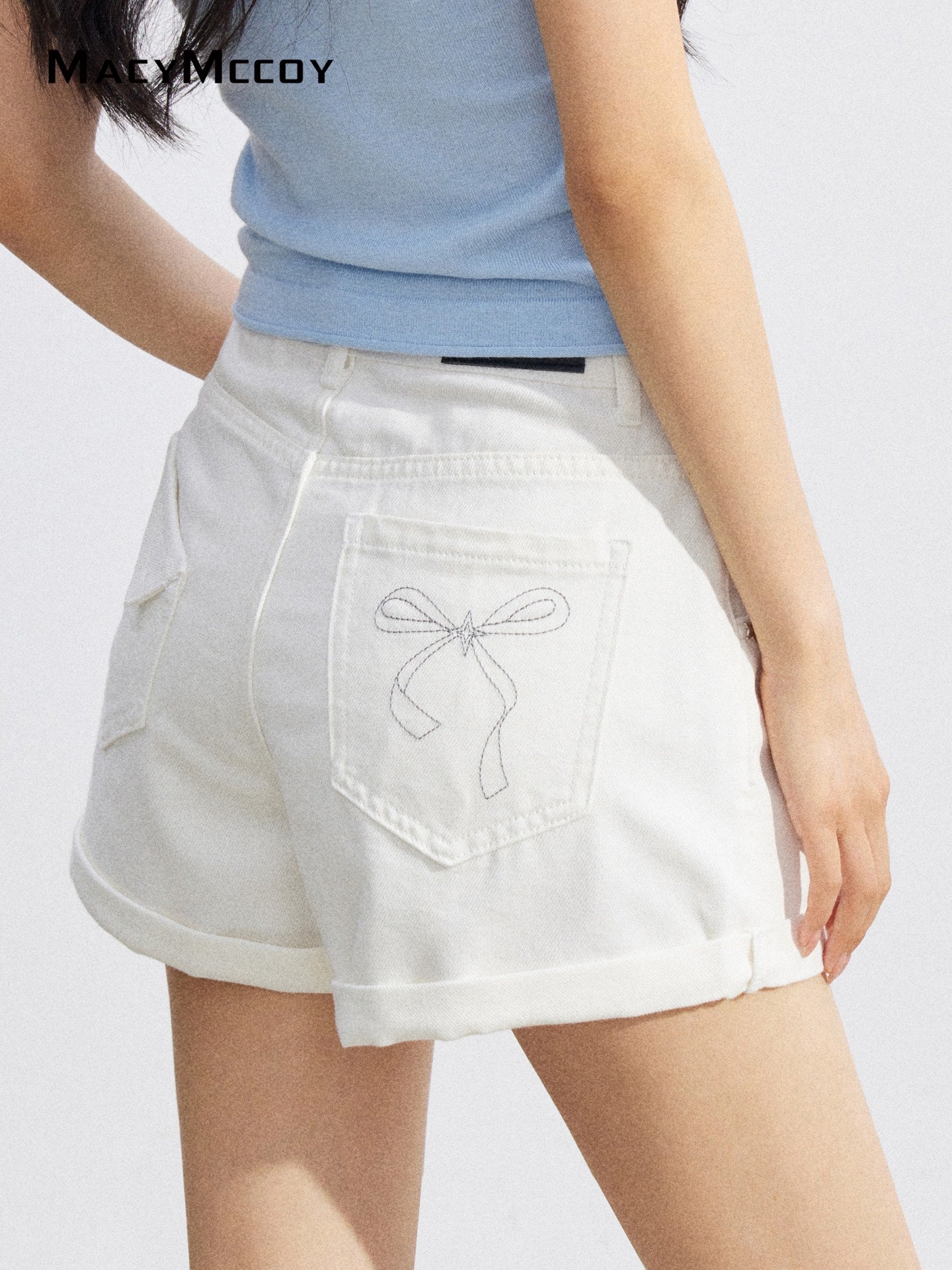 MacyMccoy MMC2026096 Bow Embroidered Shorts(2color)