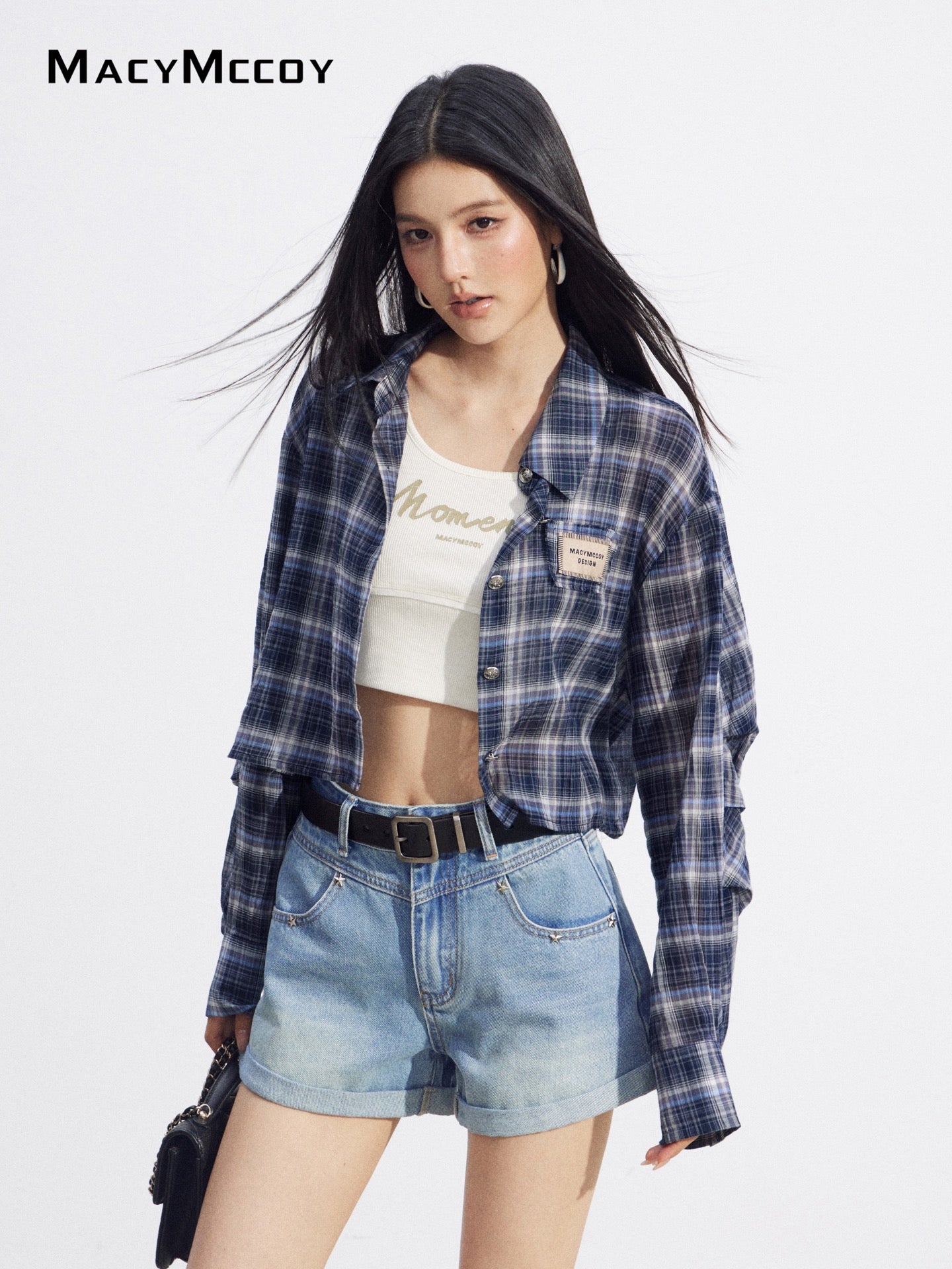 MacyMccoy MMC2026092 Cropped Plaid UV Shirt