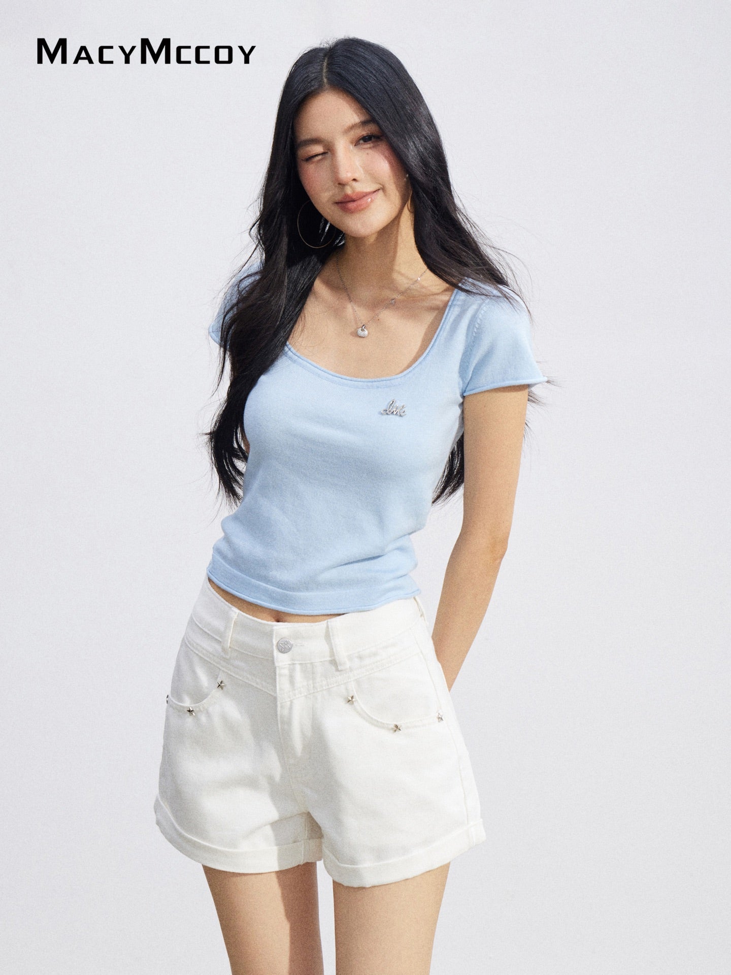 MacyMccoy MMC2026086 Basic U-Neck Top(4color)