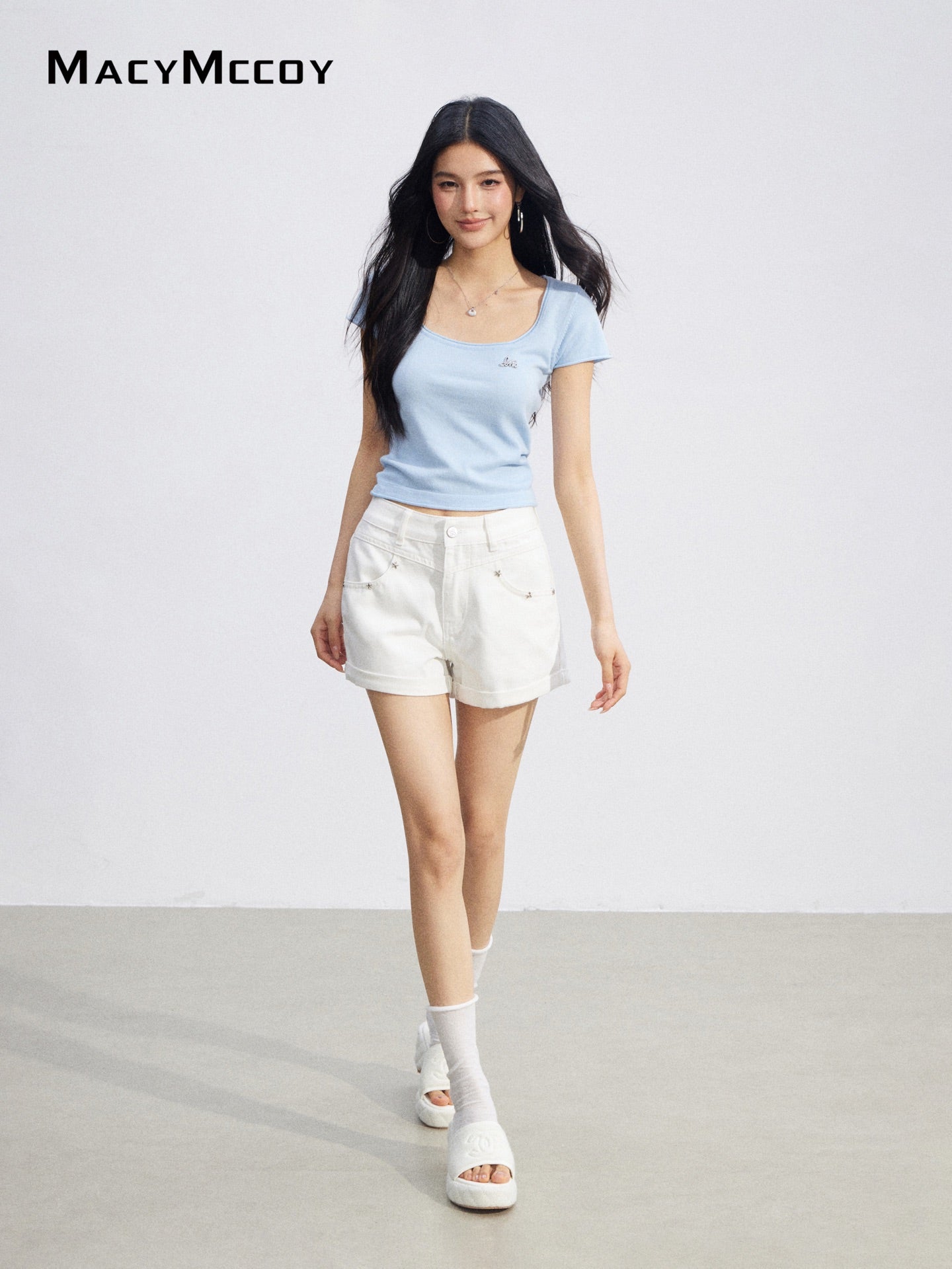 MacyMccoy MMC2026086 Basic U-Neck Top(4color)
