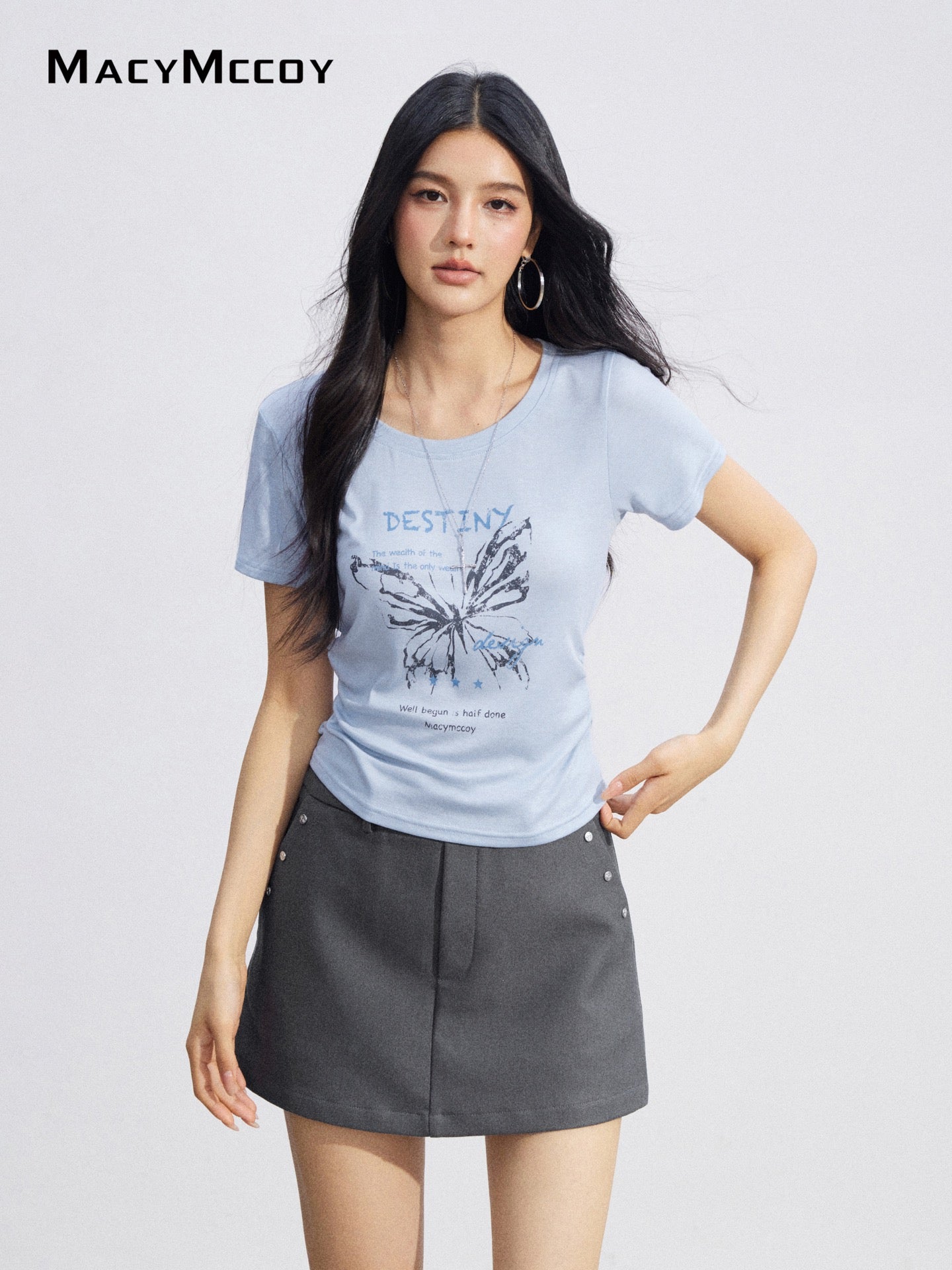 MacyMccoyMMC2026079 Butterfly Print Tee(2color)