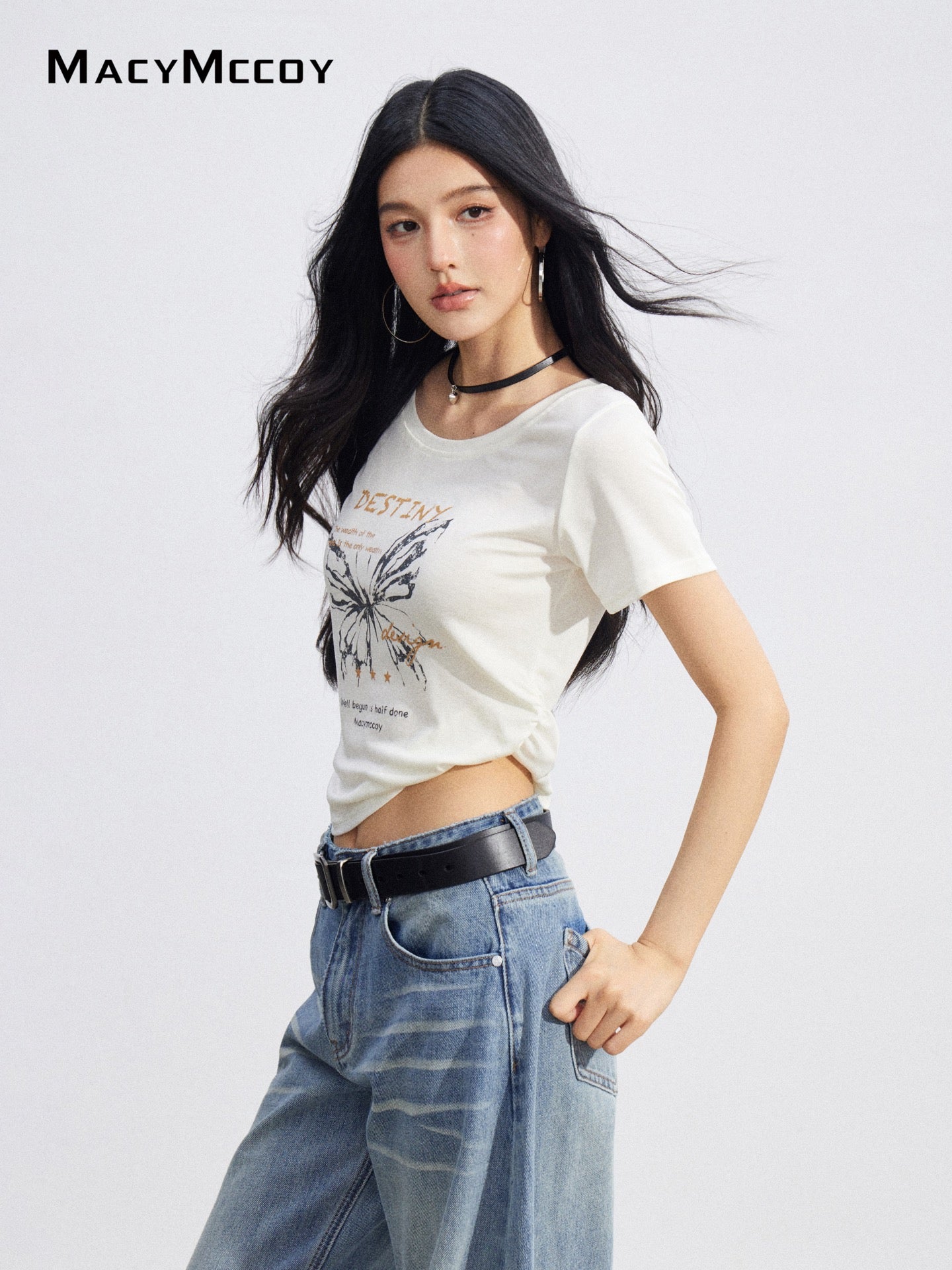 MacyMccoyMMC2026079 Butterfly Print Tee(2color)