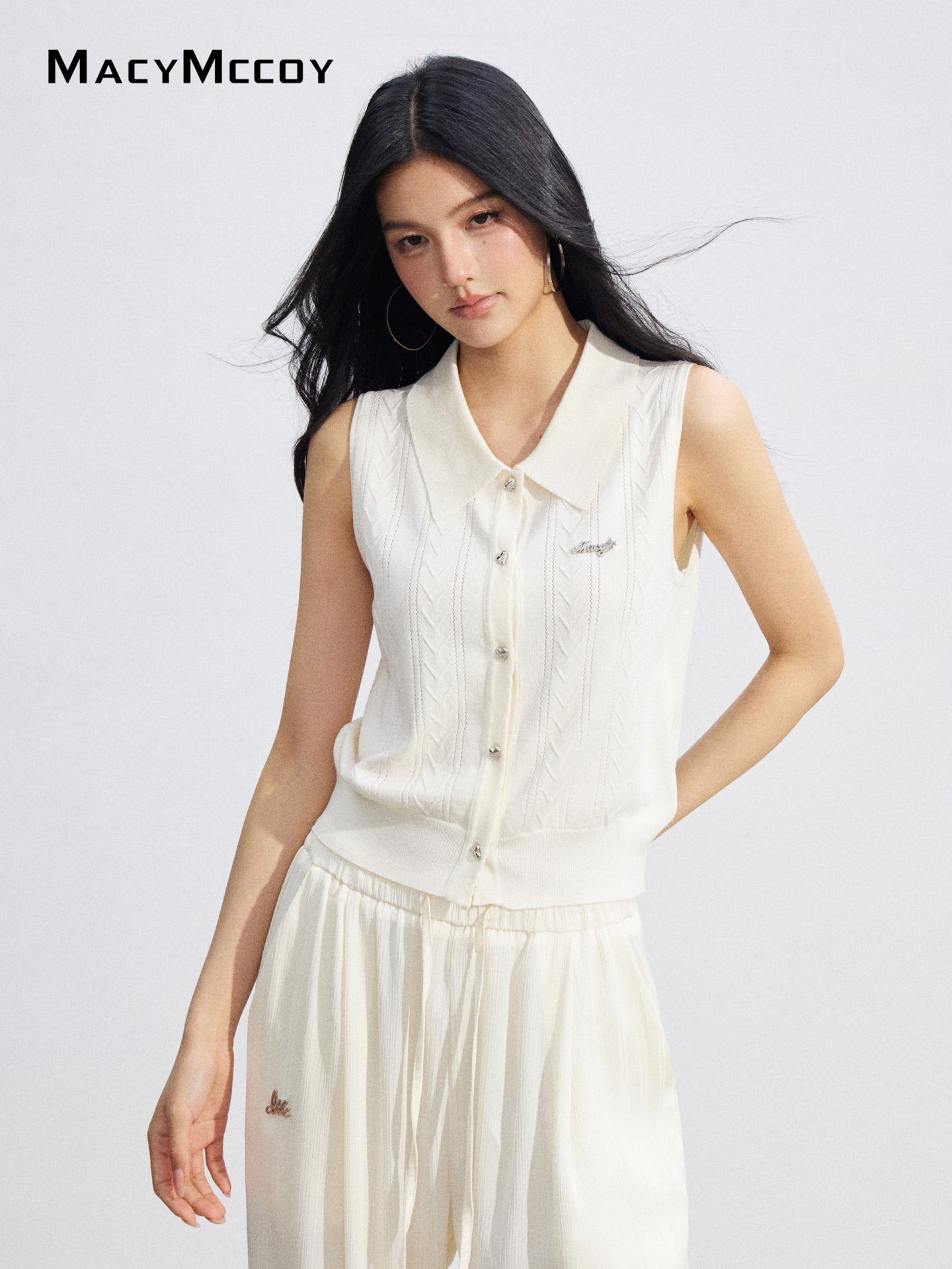 MacyMccoy MMC2026073 Ice Silk Polo Top(2color)