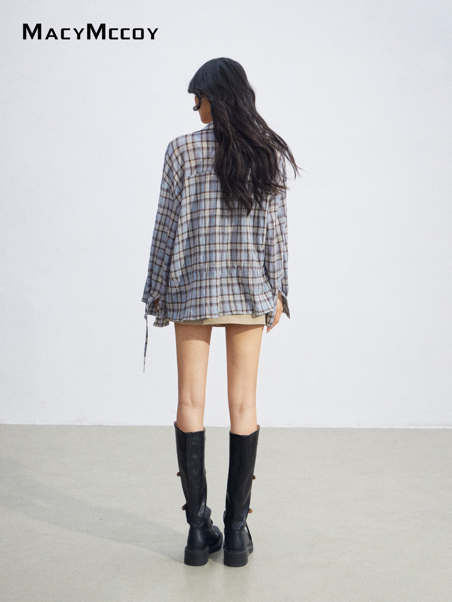 MacyMccoy MMC2026069 Plaid Tie Waist Shirt