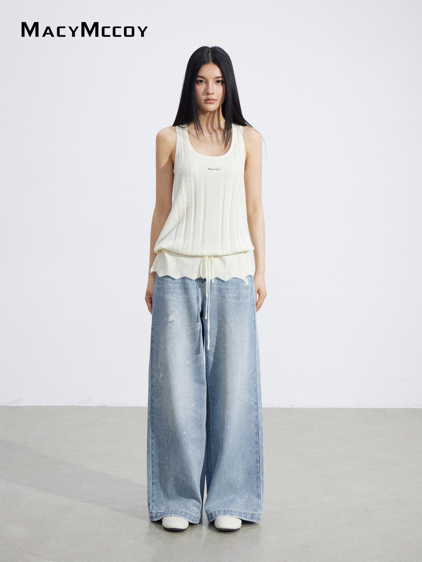 MacyMccoy MMC2026066 Drawstring Knit Tank Top