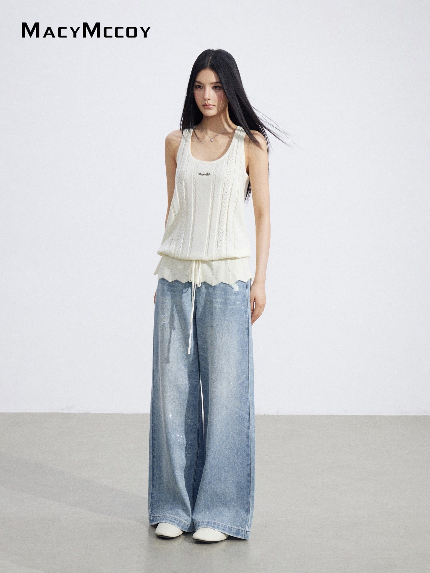 MacyMccoy MMC2026066 Drawstring Knit Tank Top
