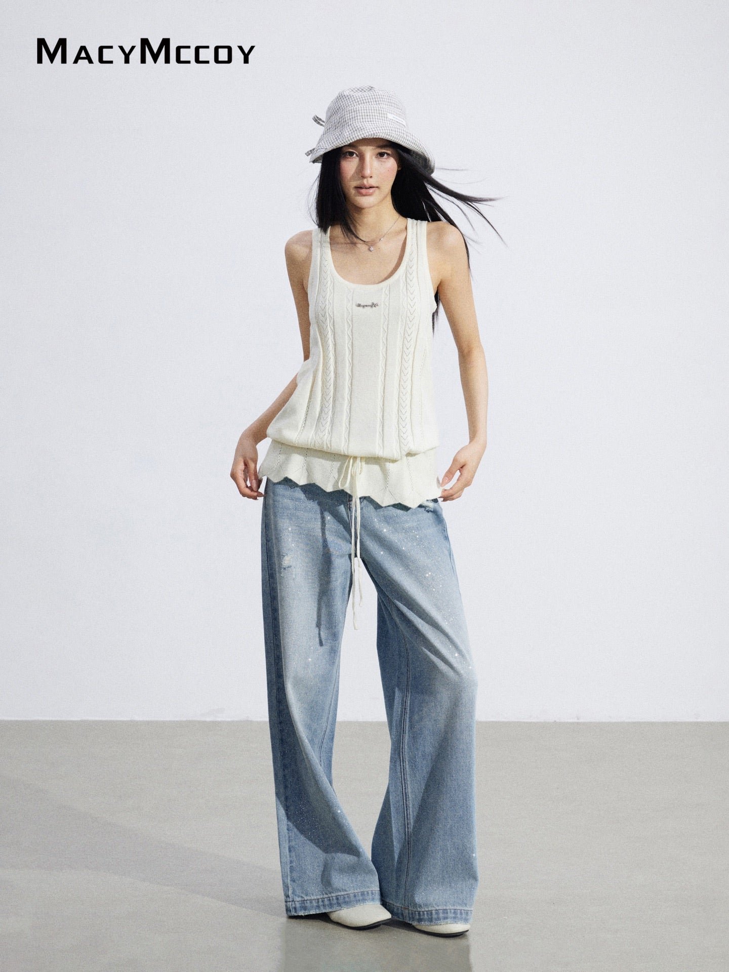 MacyMccoy MMC2026066 Drawstring Knit Tank Top