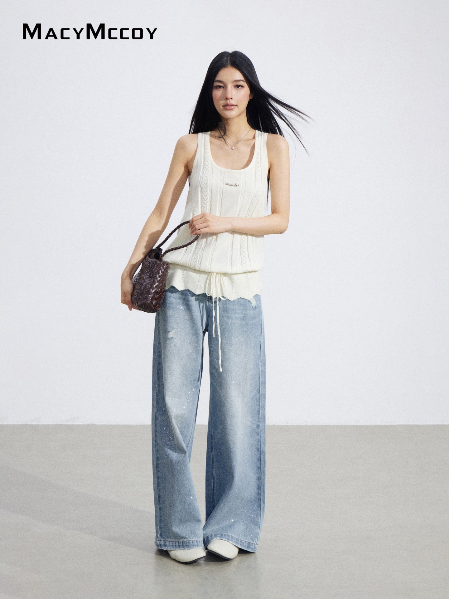 MacyMccoy MMC2026066 Drawstring Knit Tank Top