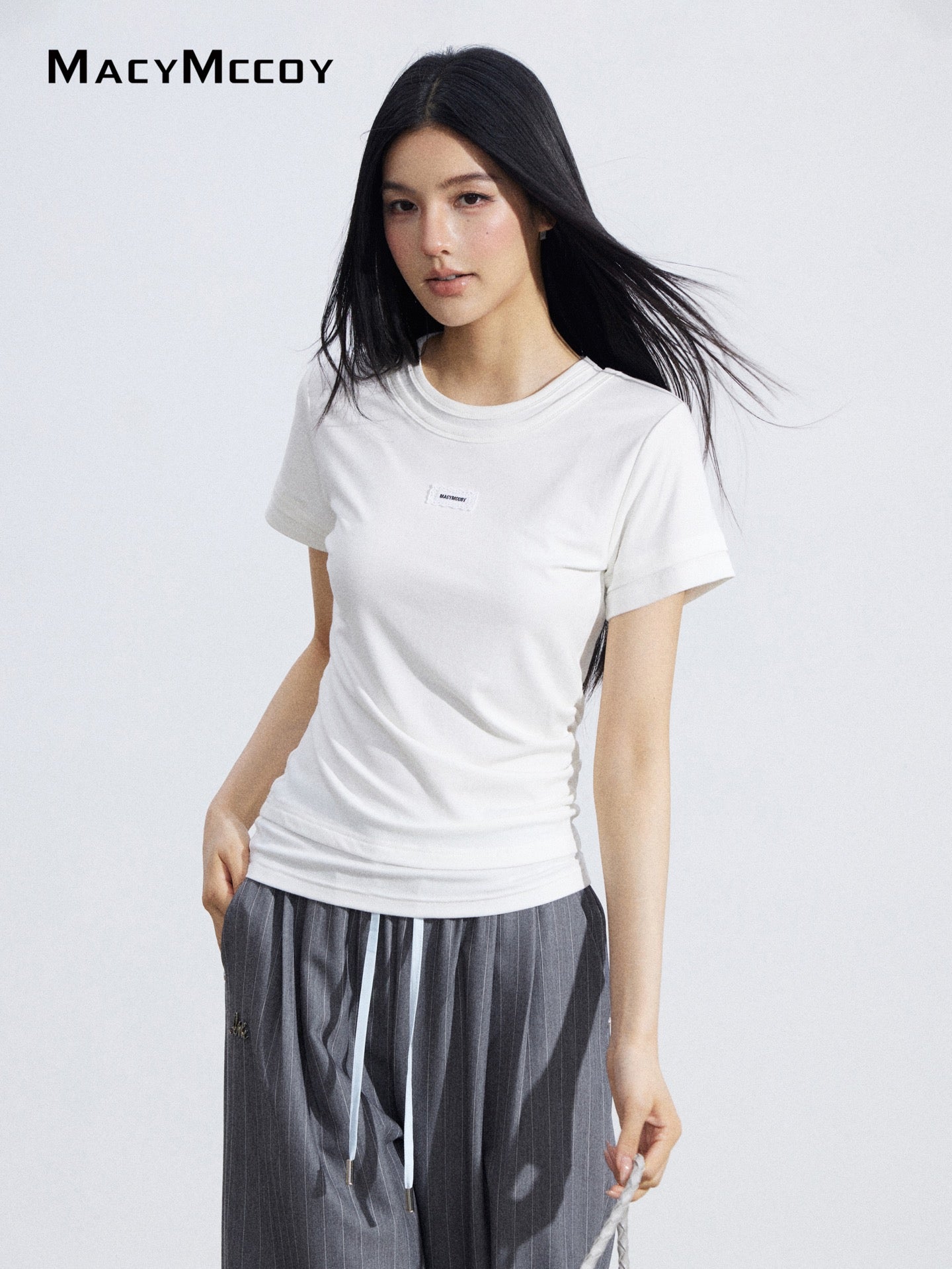 MacyMccoy MMC2026064 Faux Two-Piece Asymmetrical Tee