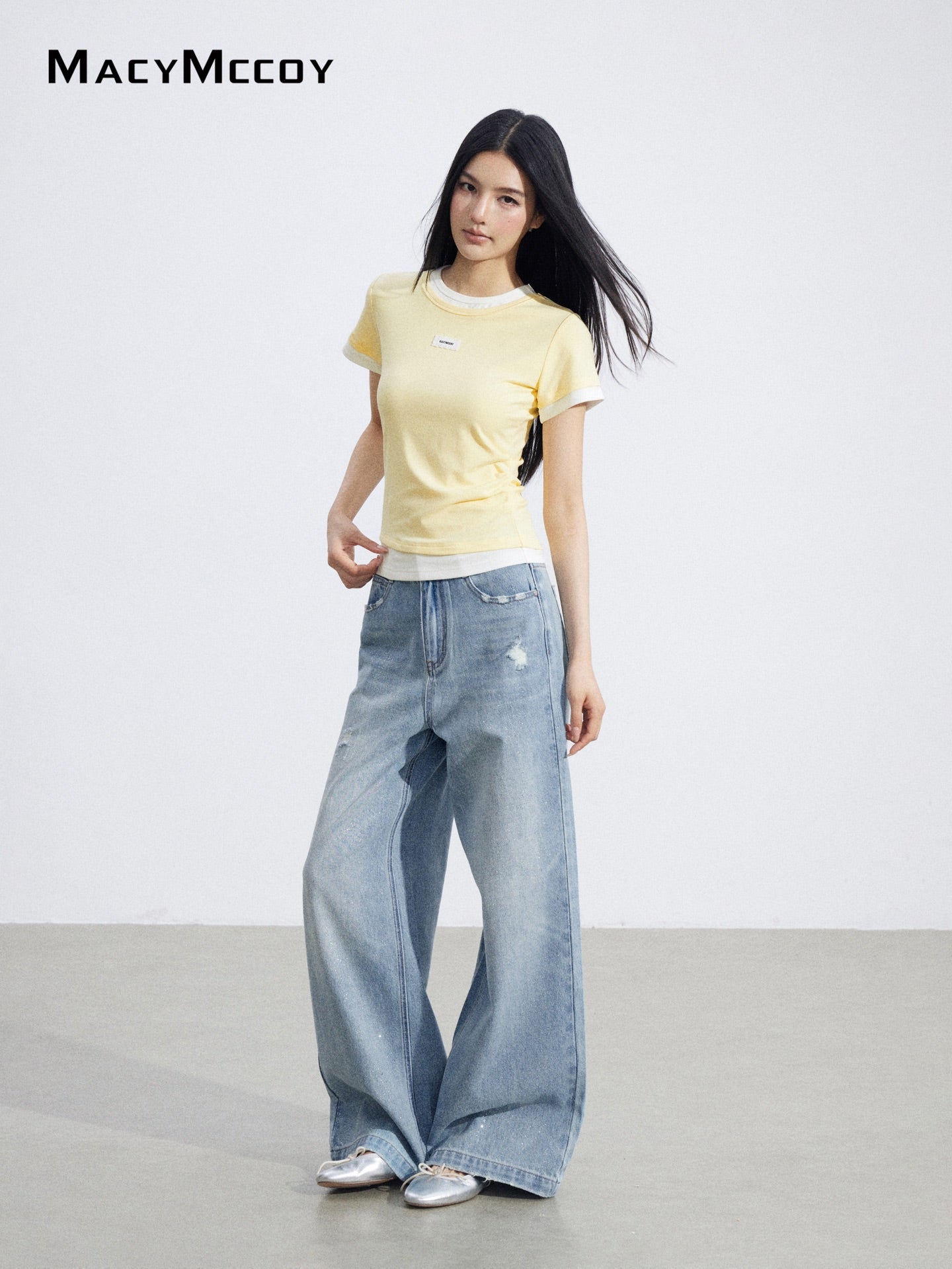 MacyMccoy MMC2026064 Faux Two-Piece Asymmetrical Tee