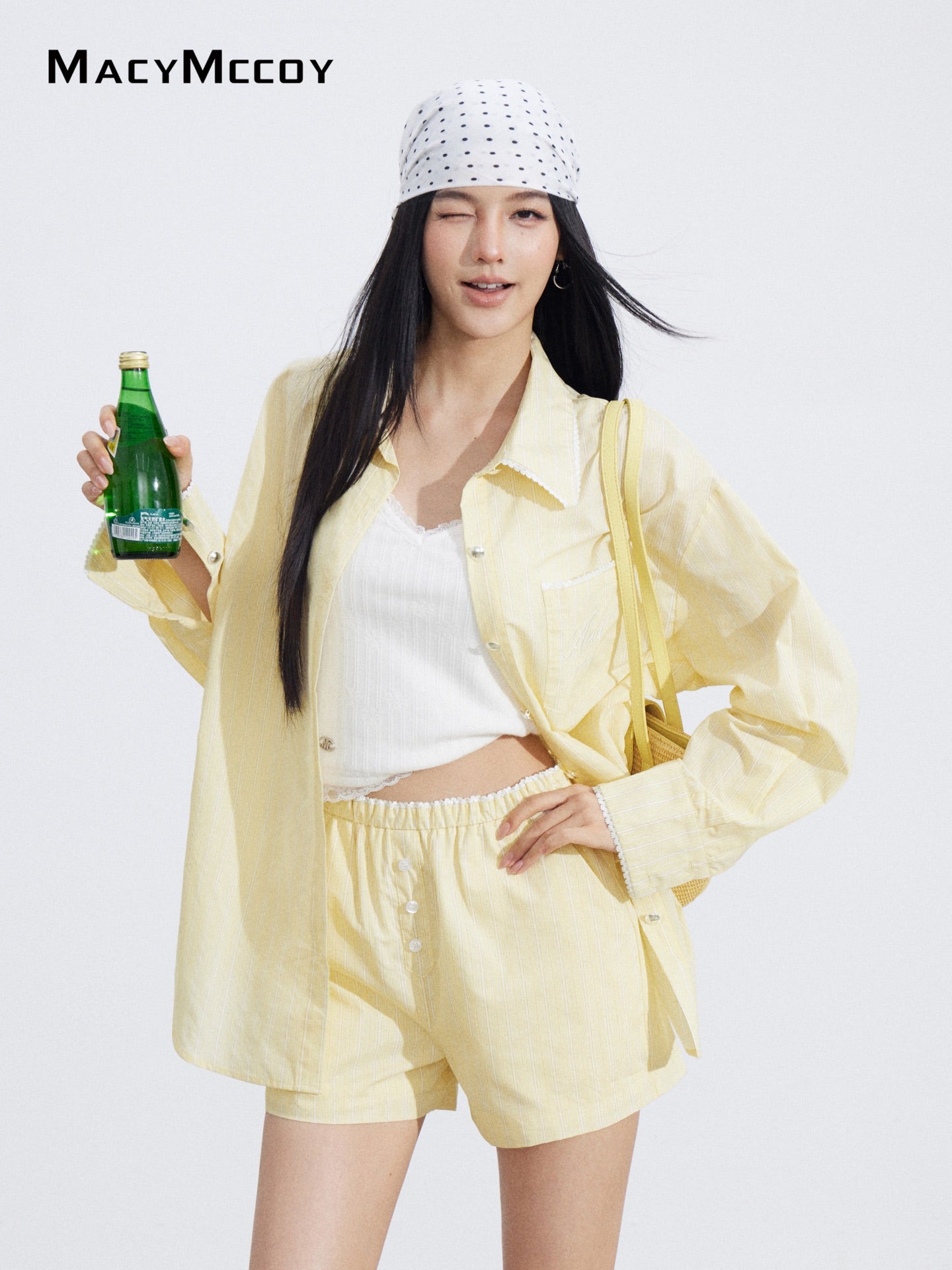MacyMccoy MMC2026055 Lace Panel Shirt Set(2color)
