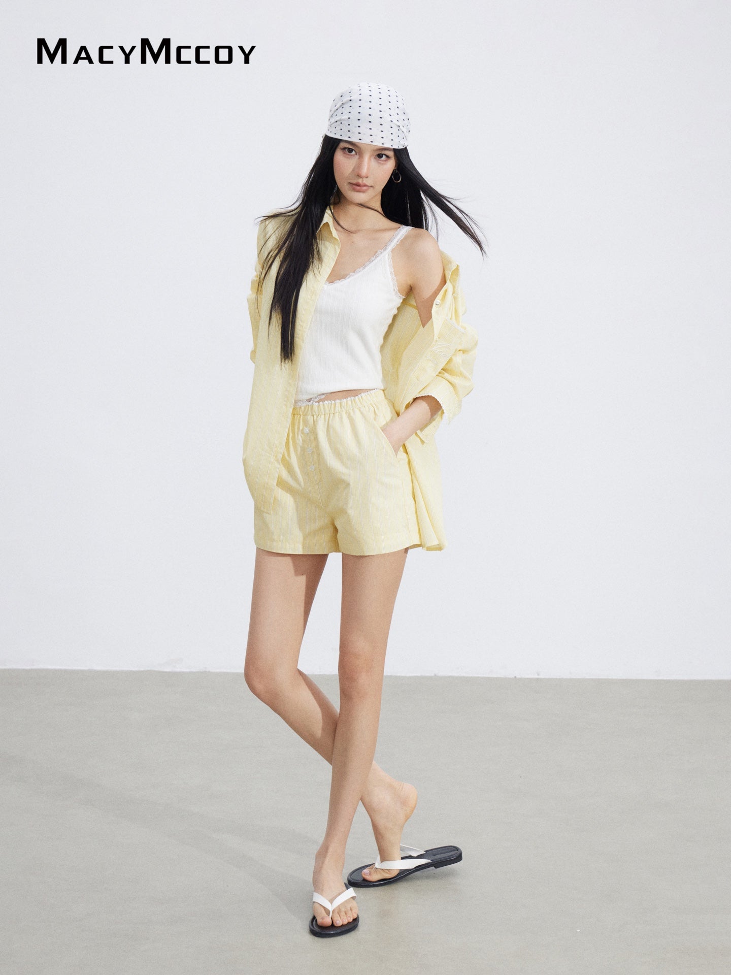 MacyMccoy MMC2026055 Lace Panel Shirt Set(2color)
