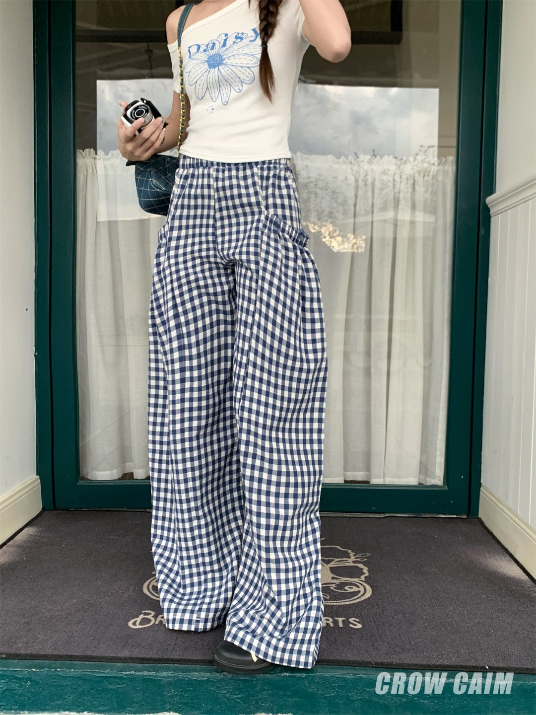 Crow Caim SALE CC25139 Oversized Plaid Cargo Pants