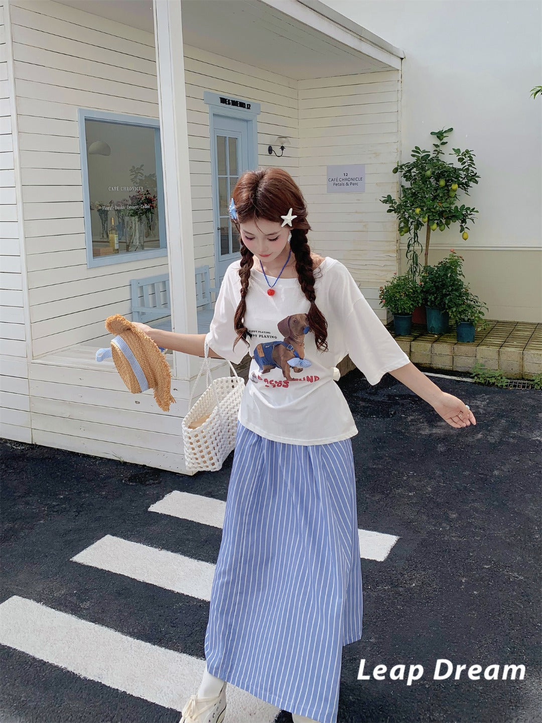 Leap Dream SALE ALD26009 Vertical Stripe A-Line Skirt