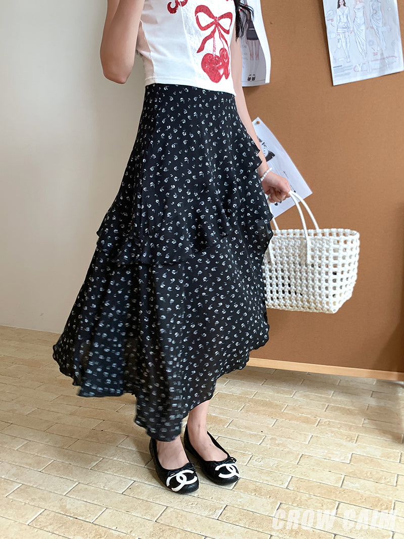 Crow Caim SALE CC25088 Floral Asymmetric Skirt
