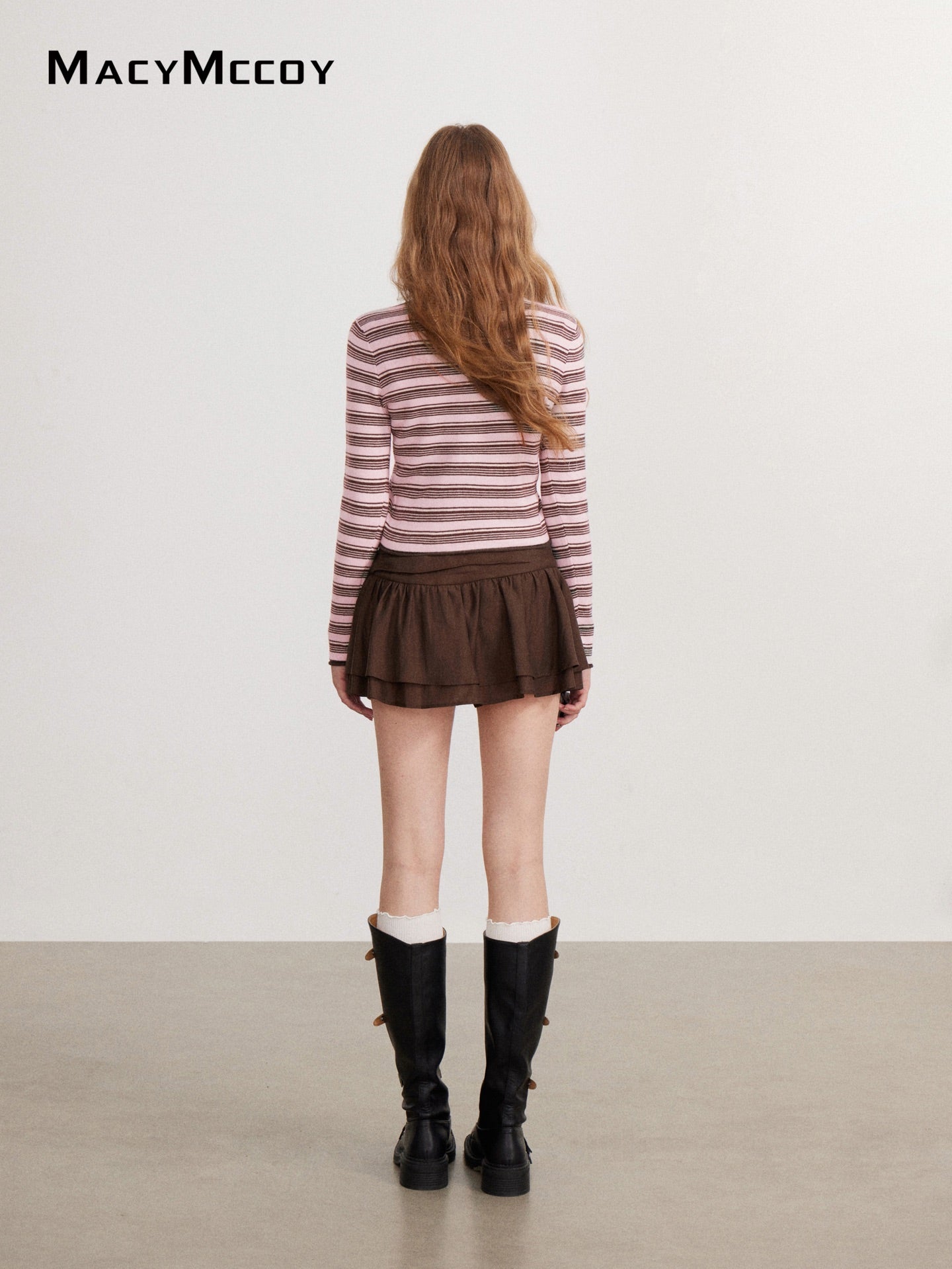 MacyMccoy MMC2026144 Color-Block Stripe Knit Top(2color)