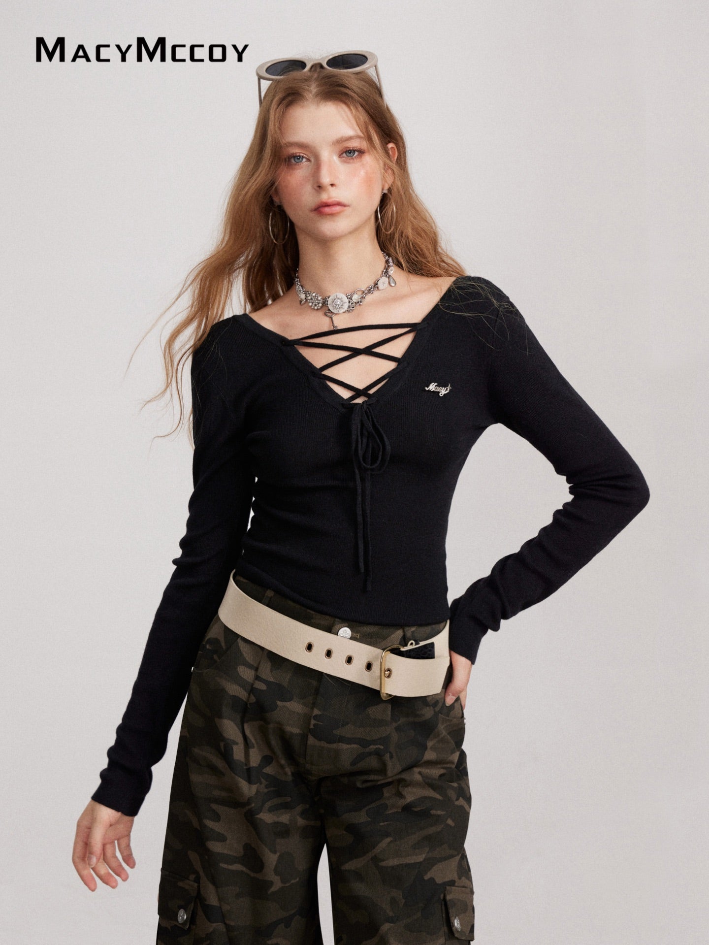 MacyMccoy MMC2026145 2-Way Wear Knit Top(2color)