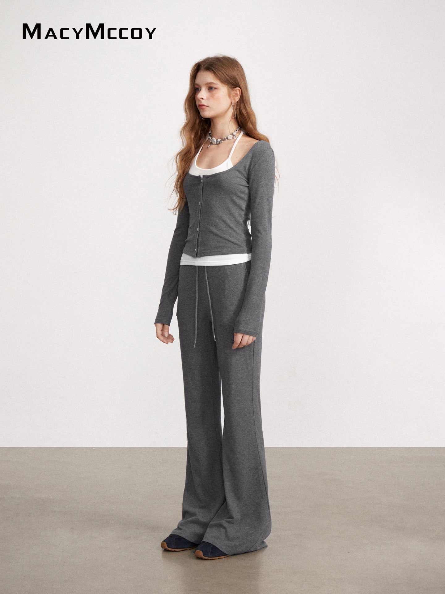 MacyMccoy MMC2026150 Mock Layered Tie-Front Set(2color)