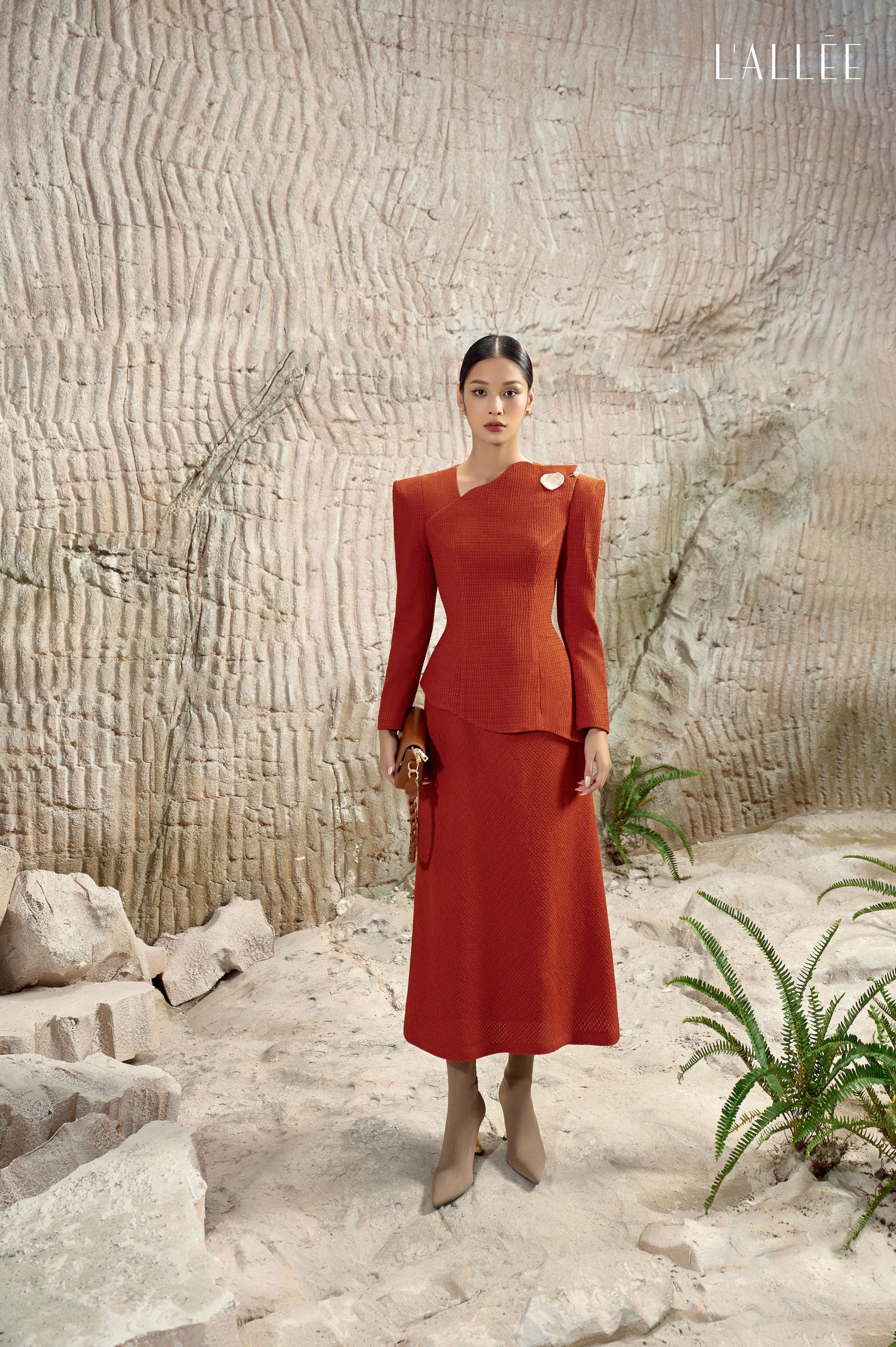 LALLEE asymmetric red dress