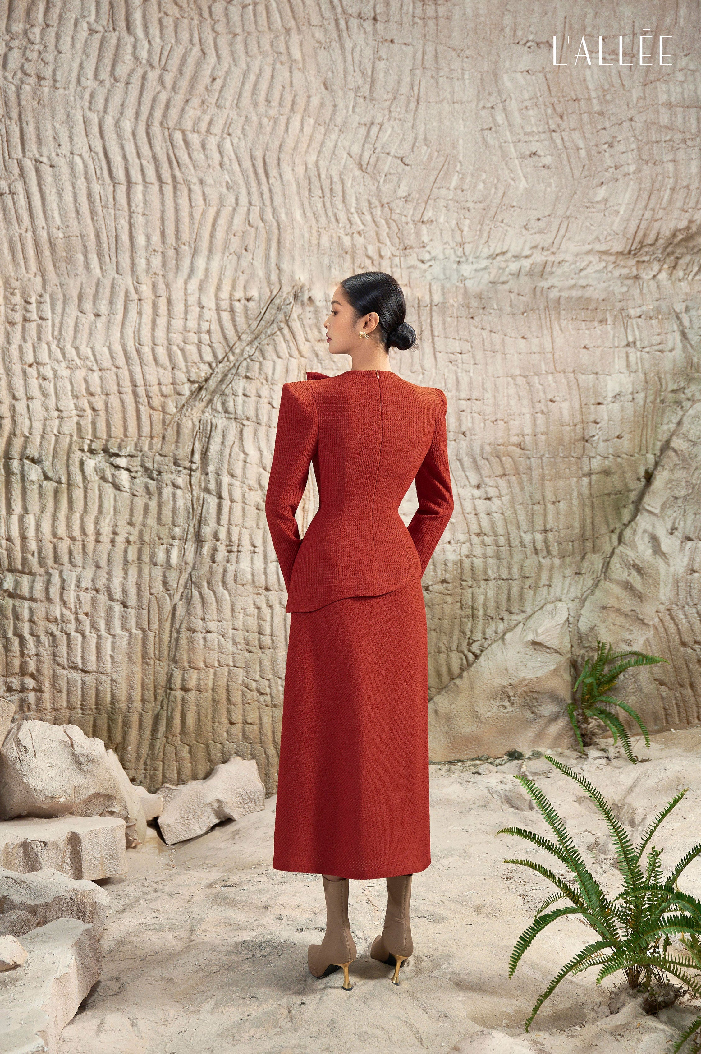 LALLEE asymmetric red dress