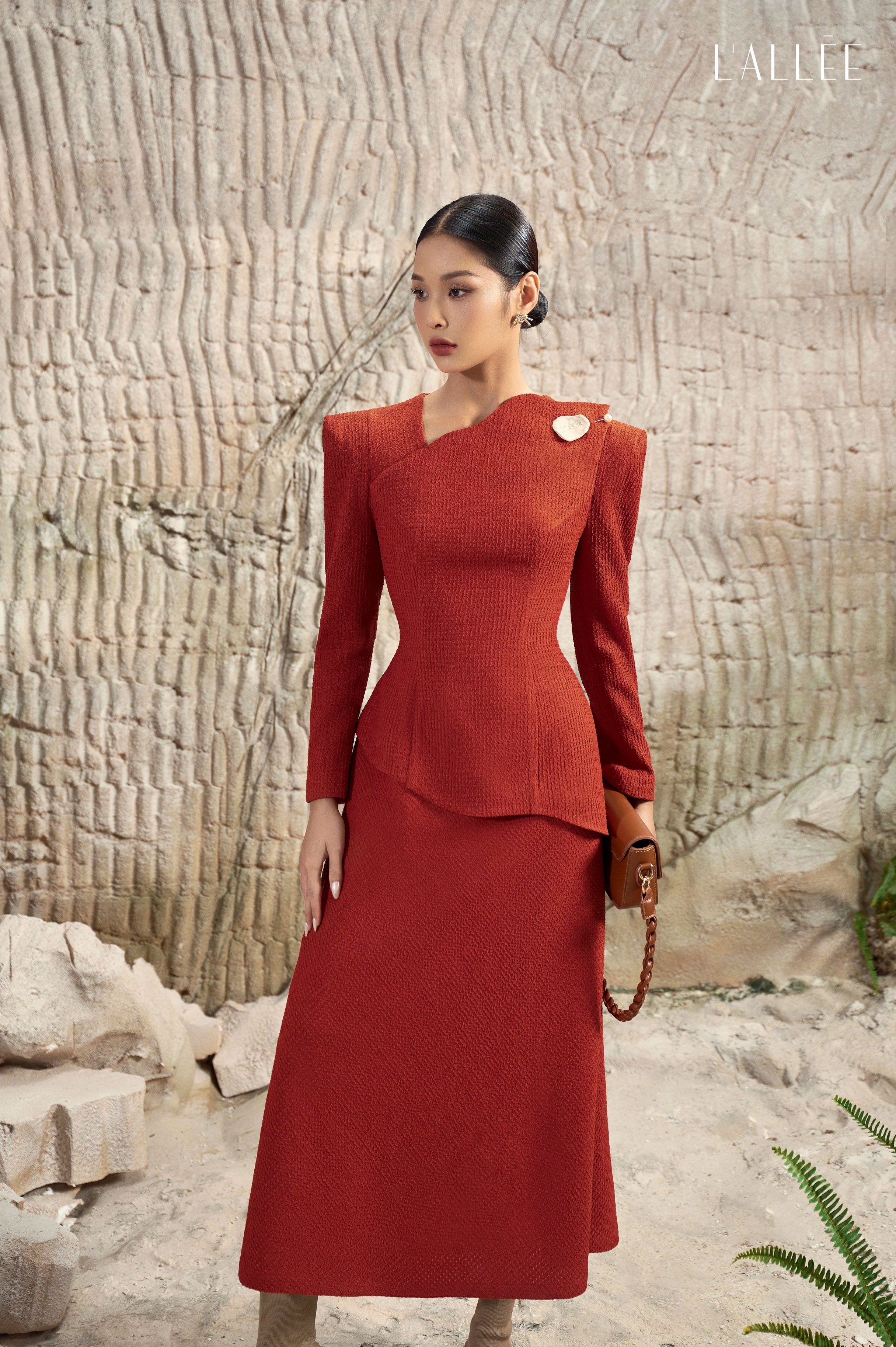LALLEE asymmetric red dress