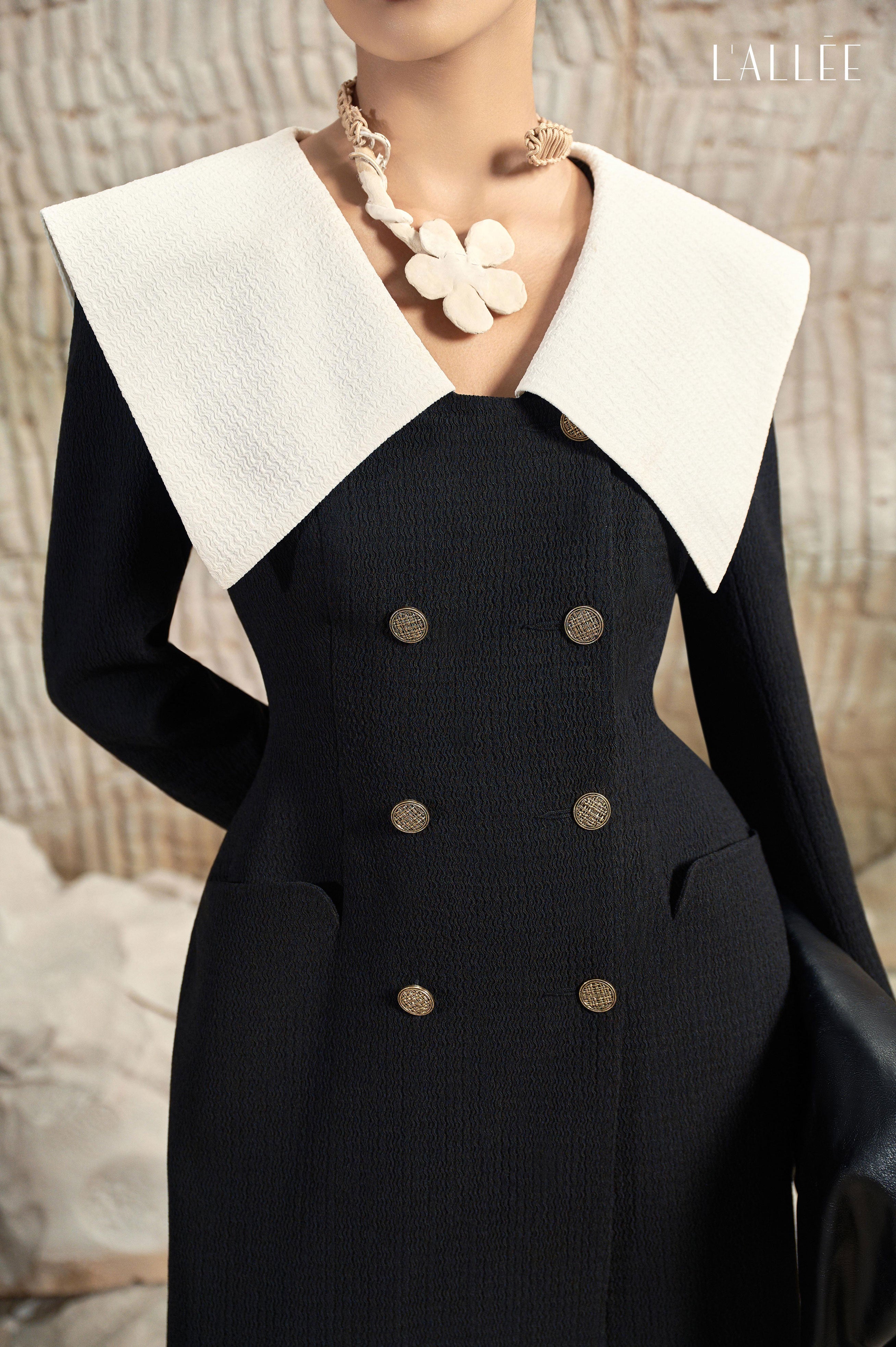 LALLEE black dress with large collar