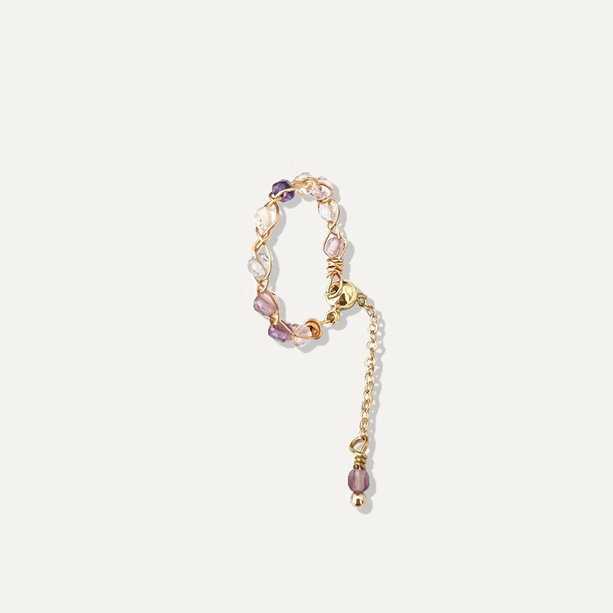 Green Fluorite And Amethyst Ring