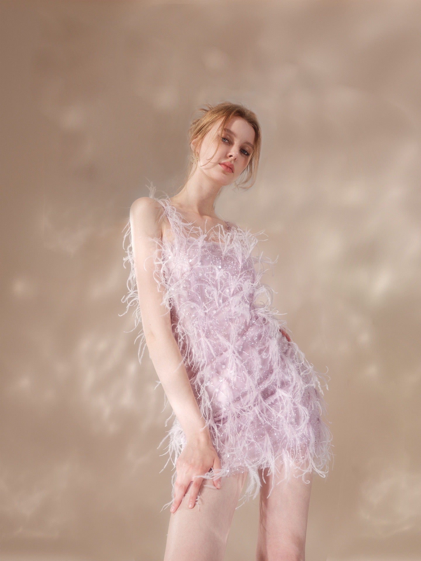 wardrobes by chen purple feather sling dress