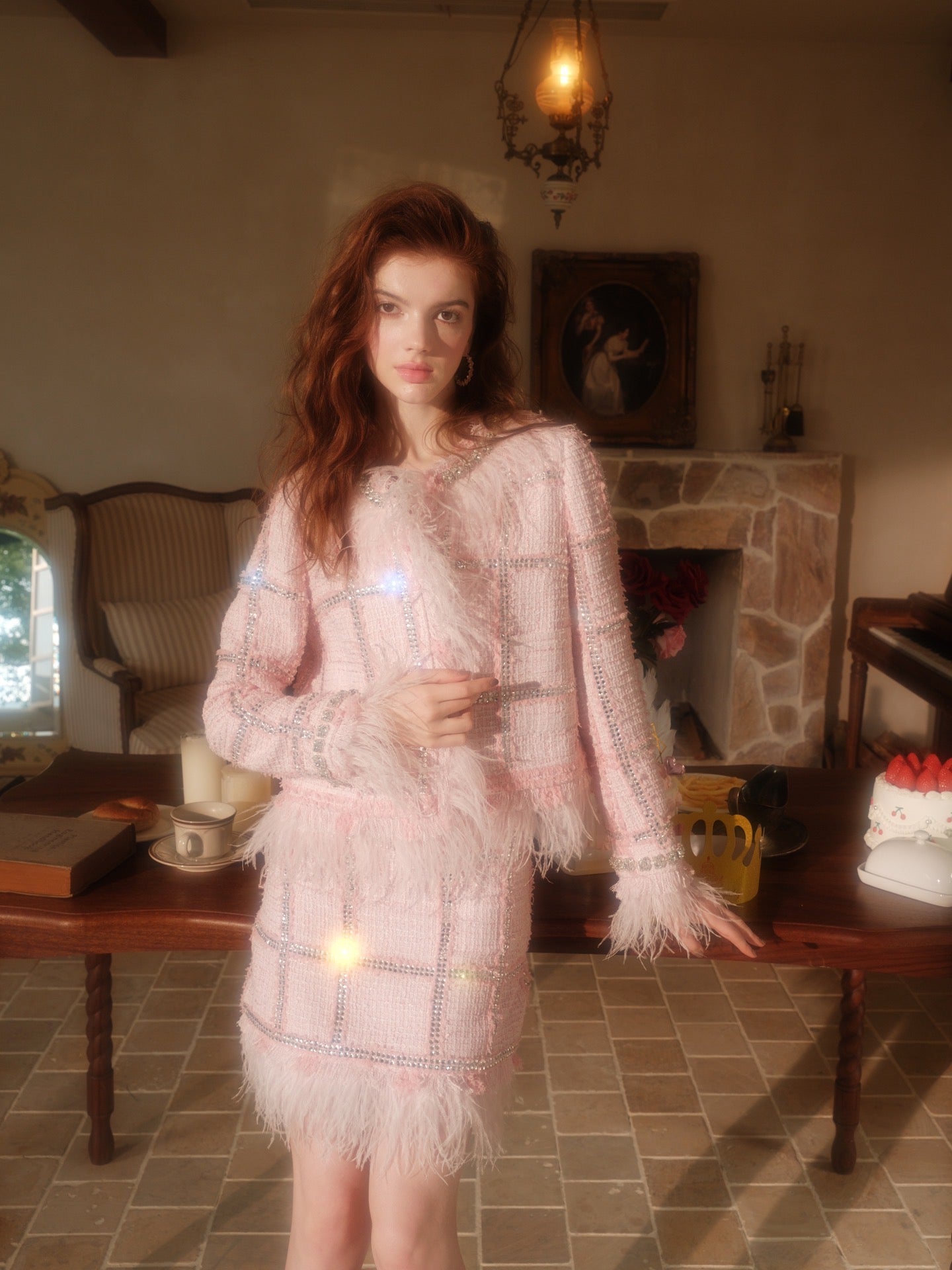 wardrobes by chen pink feather suit