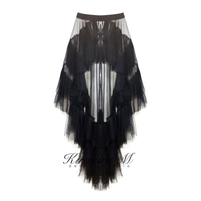 Kirakira.M Silver Shiny Lace Diamond Vest And Irregular Veil