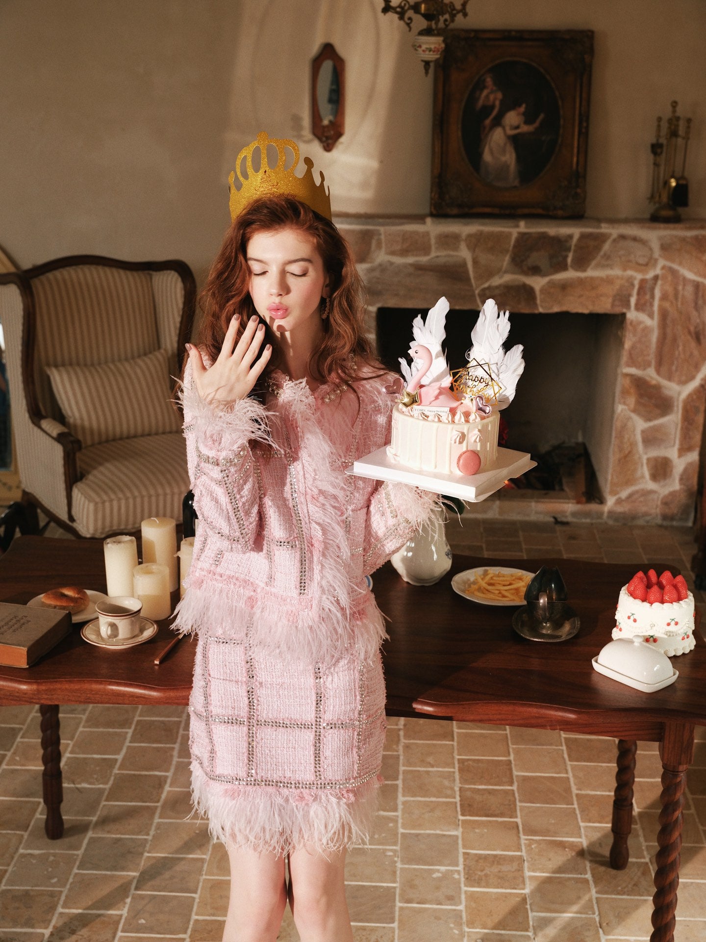 wardrobes by chen pink feather suit