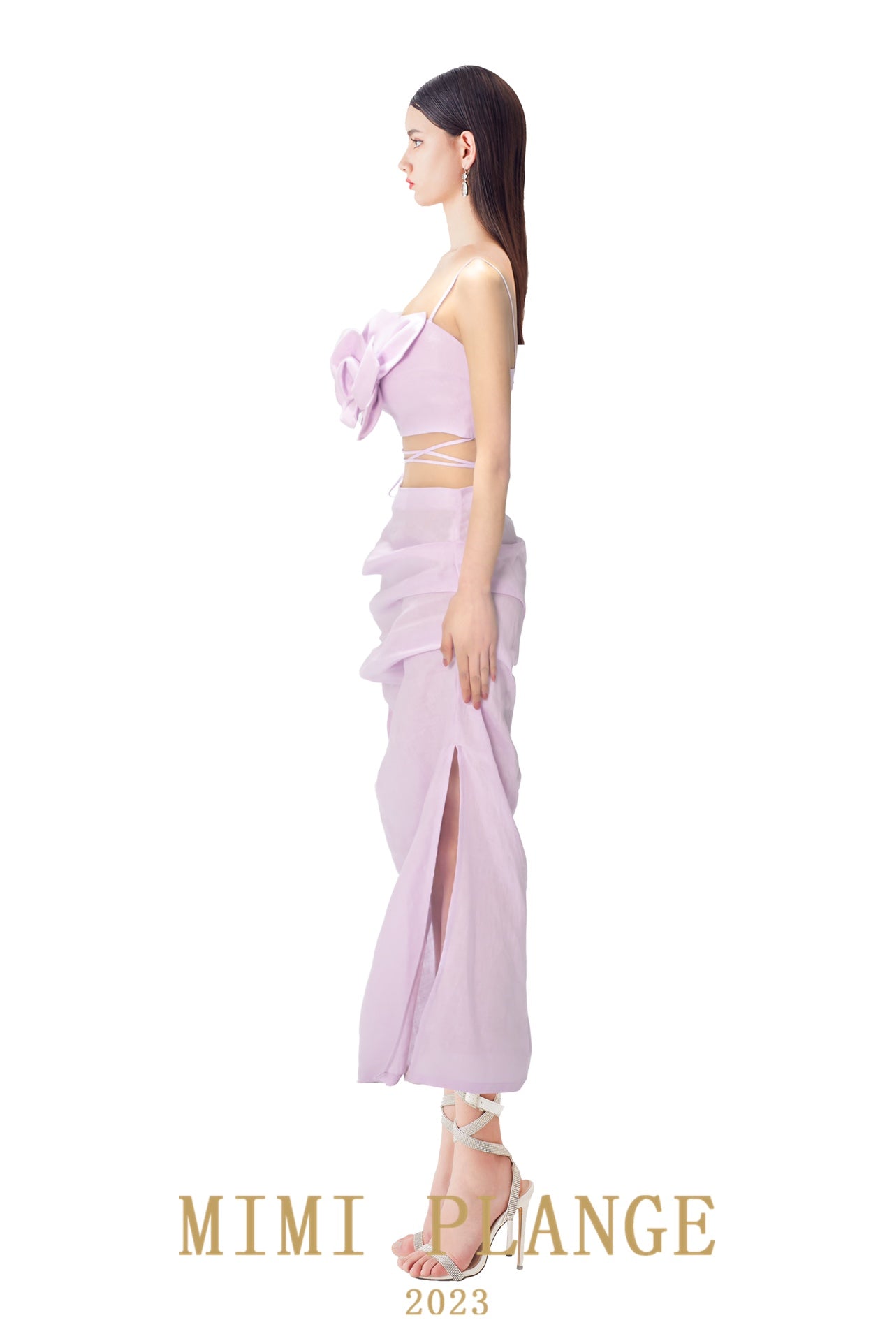 Mimi plange 3D flower linen top & skirt