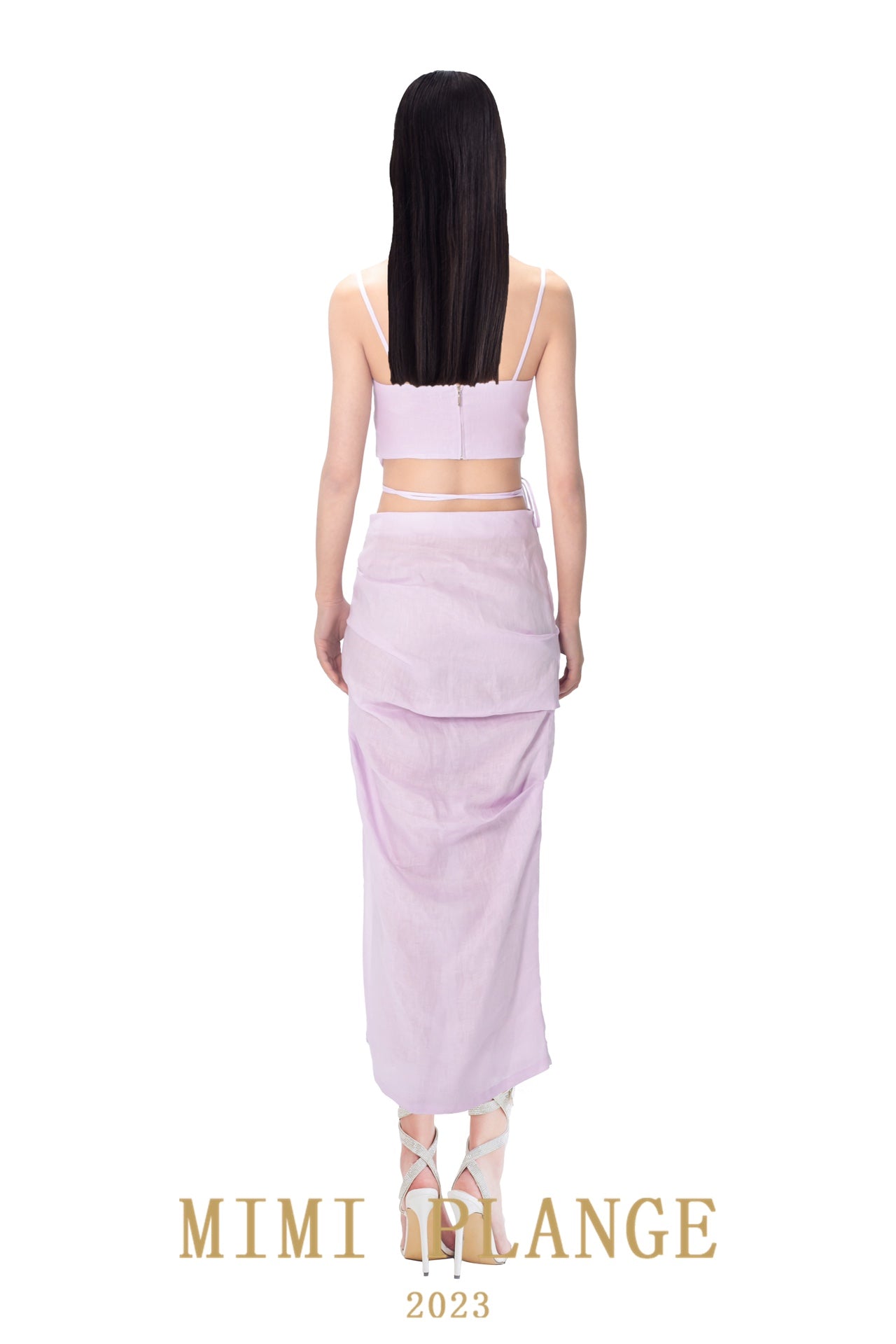 Mimi plange 3D flower linen top & skirt