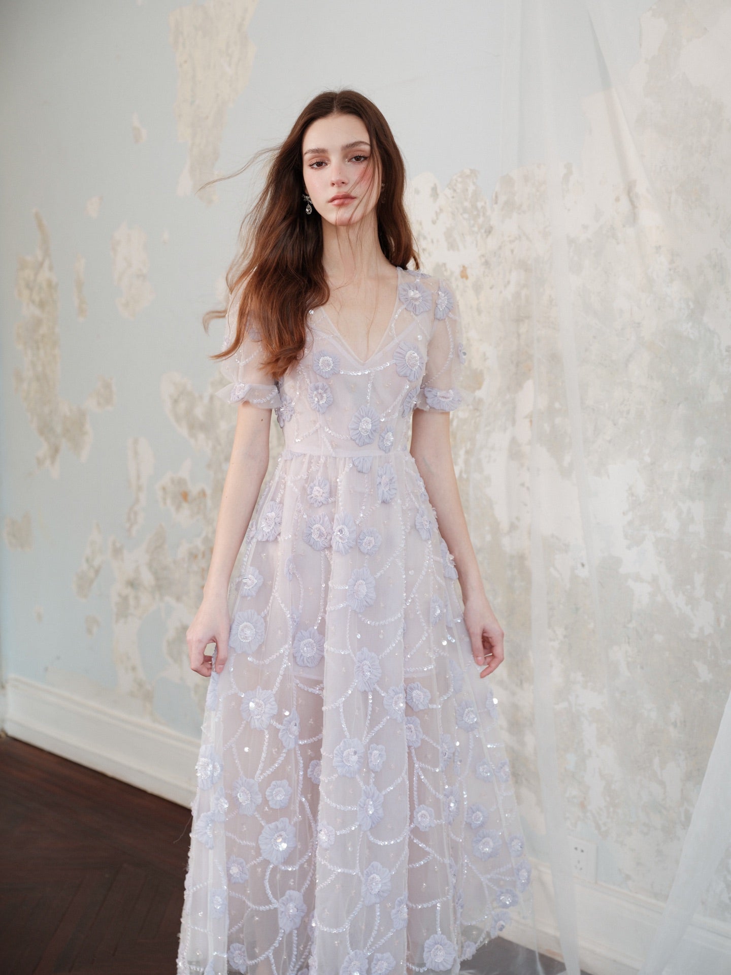 Wardrobes by Chen light purple luxury midi-dress