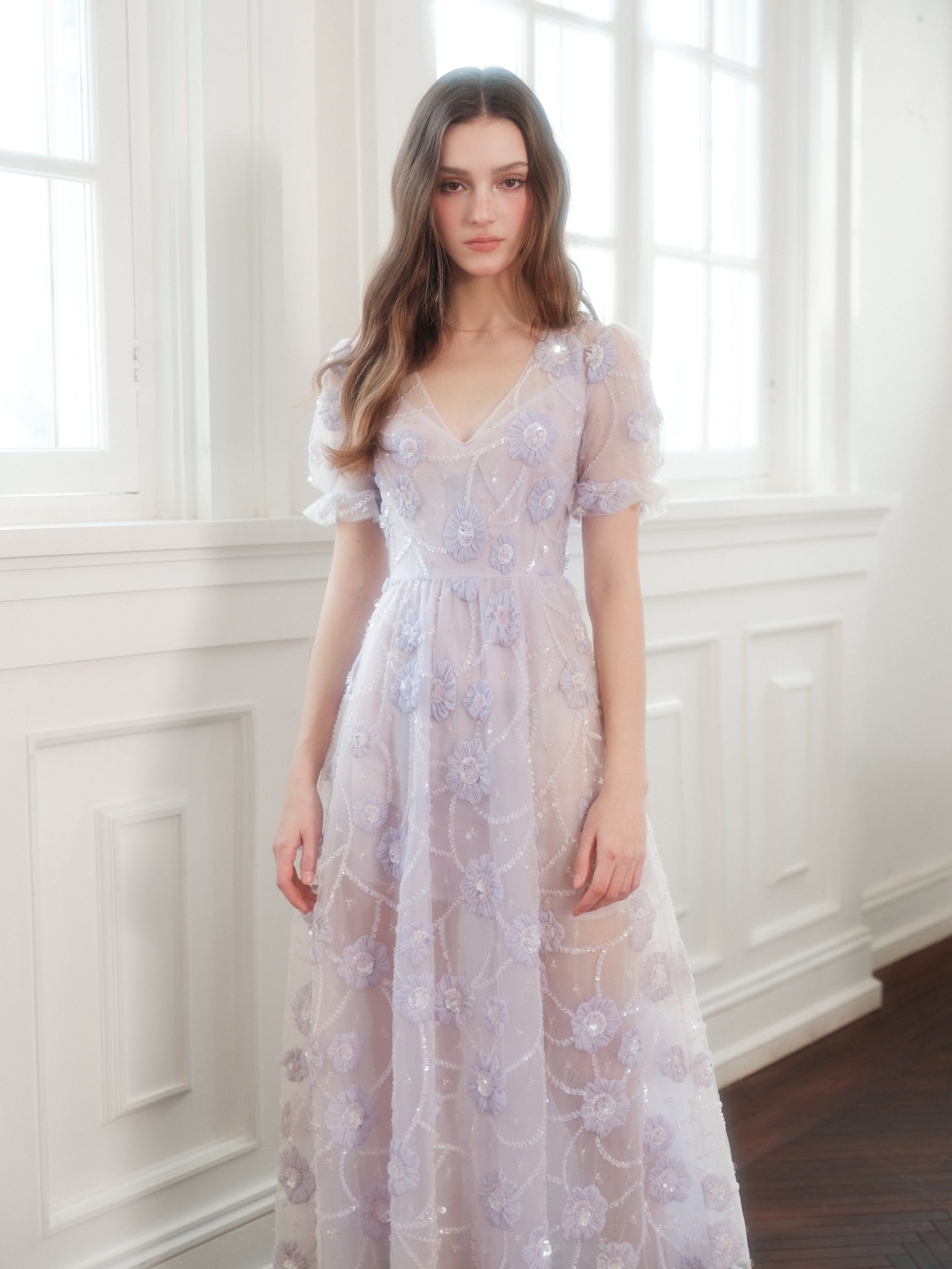 Wardrobes by Chen light purple luxury midi-dress