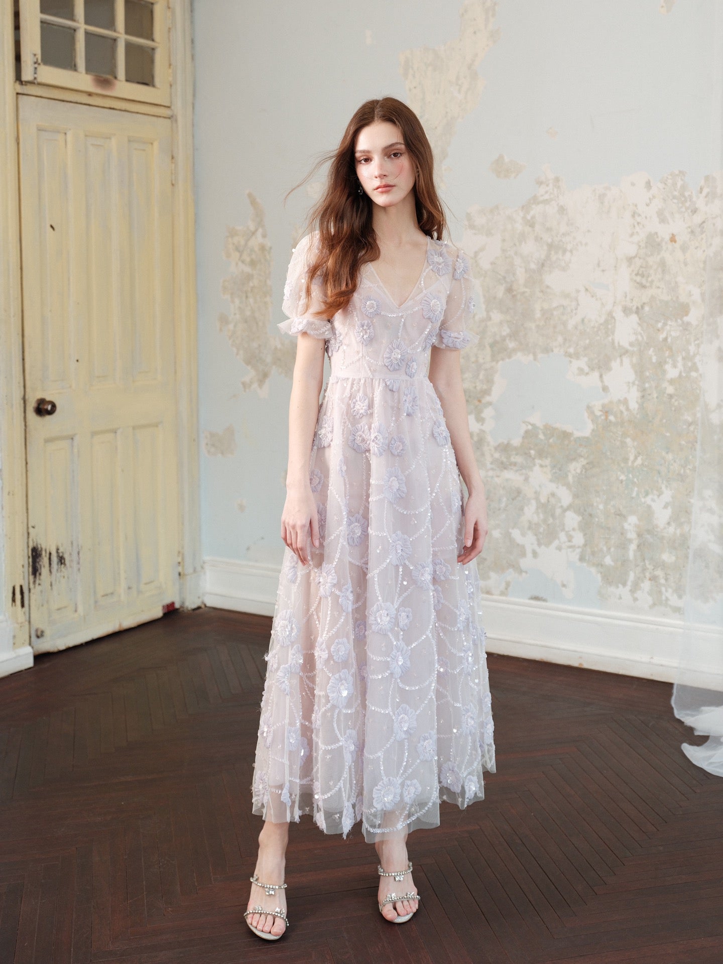 Wardrobes by Chen light purple  luxury midi-dress