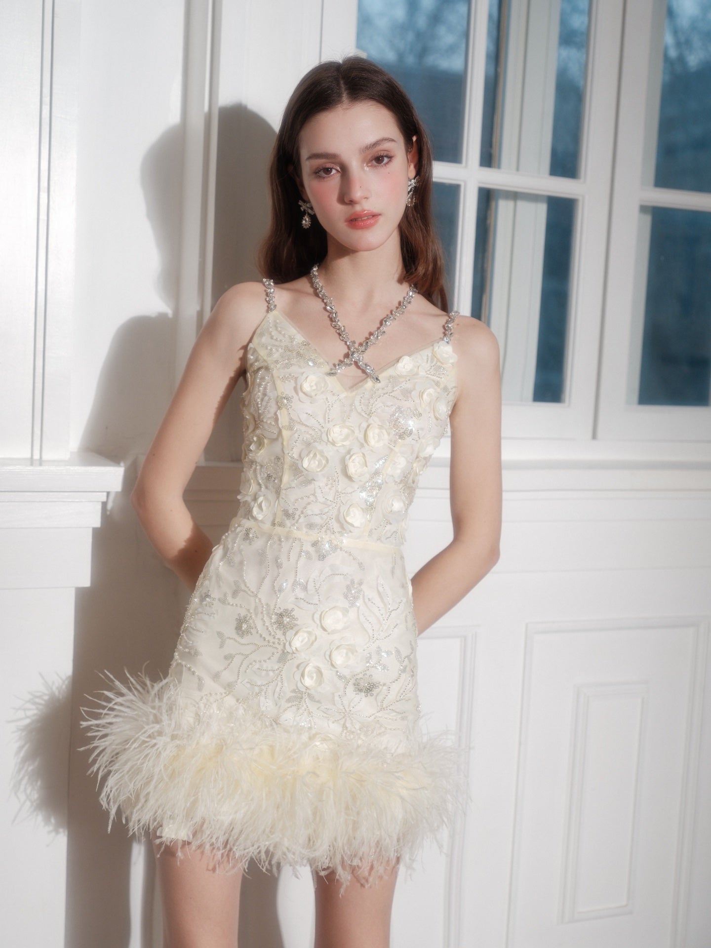 Wardrobes by Chen diamond cross-neck slip dress