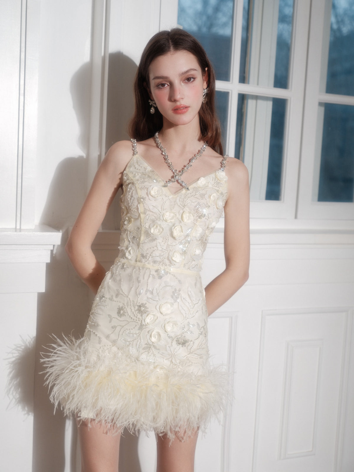 Wardrobes by Chen diamond cross-neck slip dress