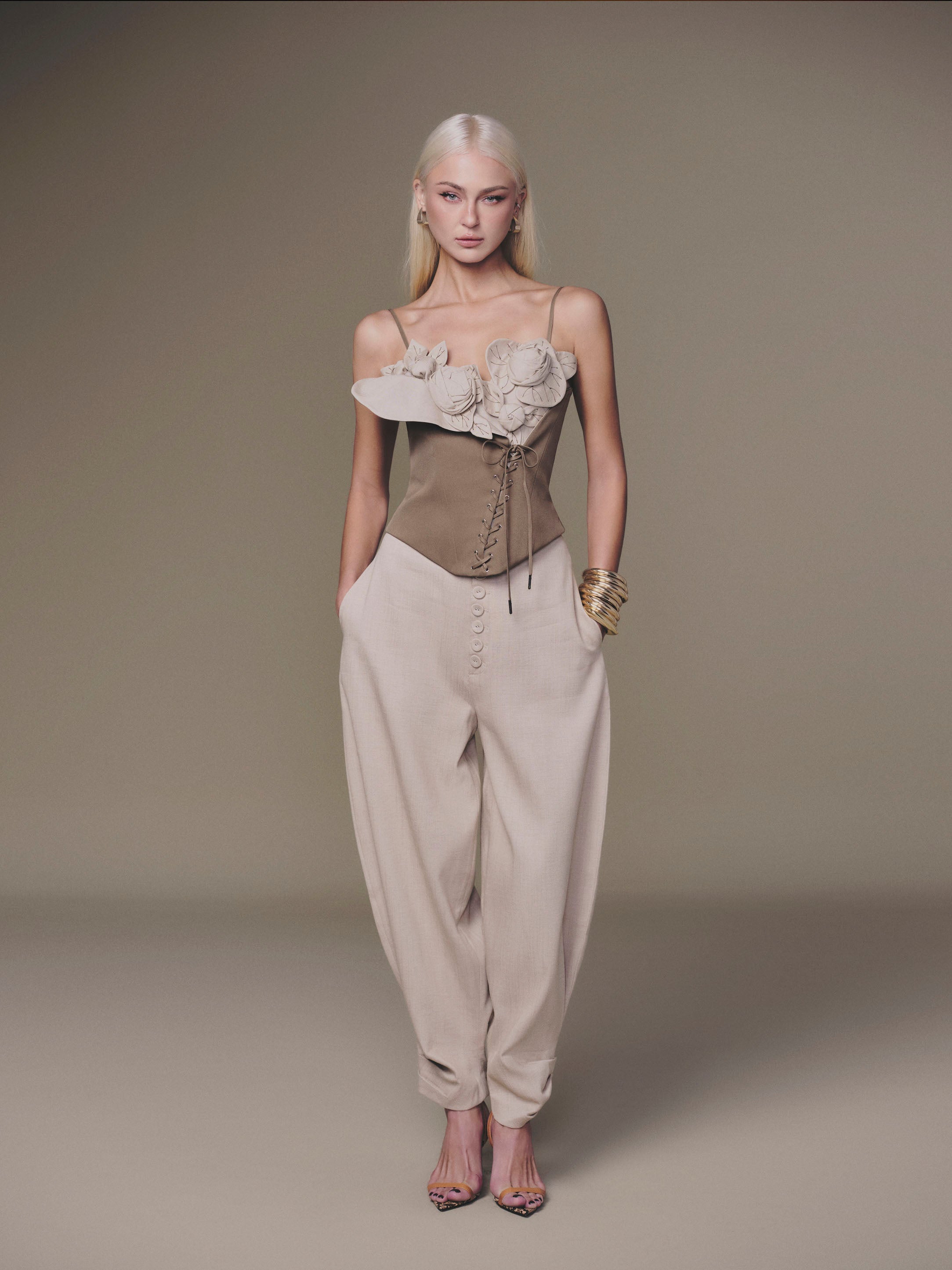 KEIRA TONG Petal Bustier Top &amp; Baggy Pant