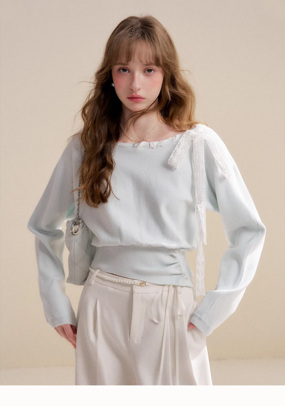 Kroche KP2075 Lace ribbon knitted top