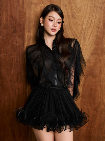 COLIN Black Lace Top &amp; Skirt