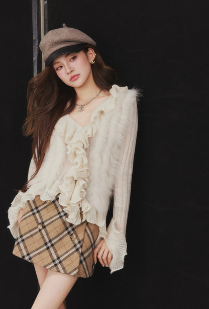 OTEBANBASS Ote260926 Double-Breasted Plaid Wool Skirt
