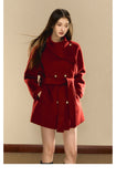 OShea 4D01D1036 Lapel Midi Coat-red