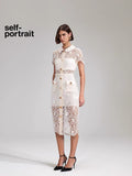 Self-Portrait WHITE LACE BUTTON FRONT MIDI DRESS