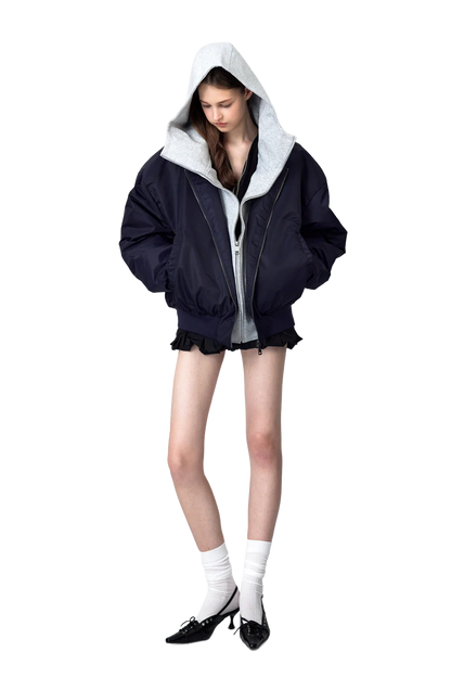 YJINGZYZJ Oversized Bomber Jacket In Blue